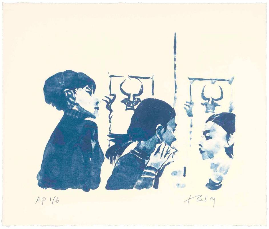 劉小東，紅孩兒戴耳環2，2019，石版畫／紙，38 x 45 cm丨30 Ed. + 6 AP