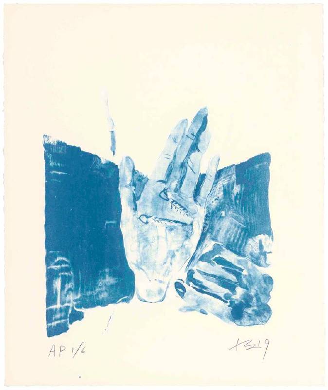 劉小東，紅孩兒戴耳環1，2019，石版畫／紙，45 x 38 cm丨30 Ed. + 6 AP