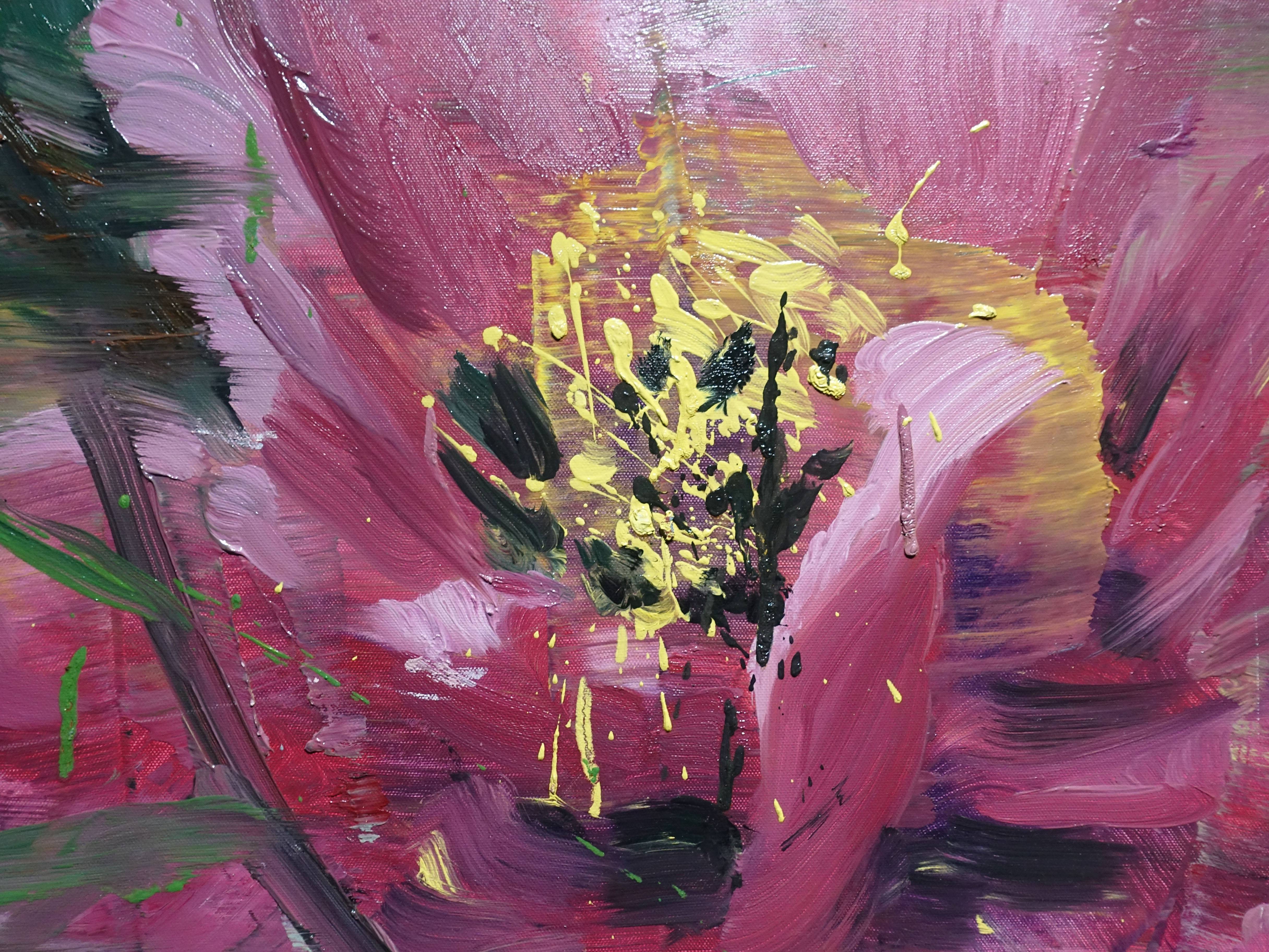 巫日文，《盛卉》細節，oil on canvas，80x65cm，2013。