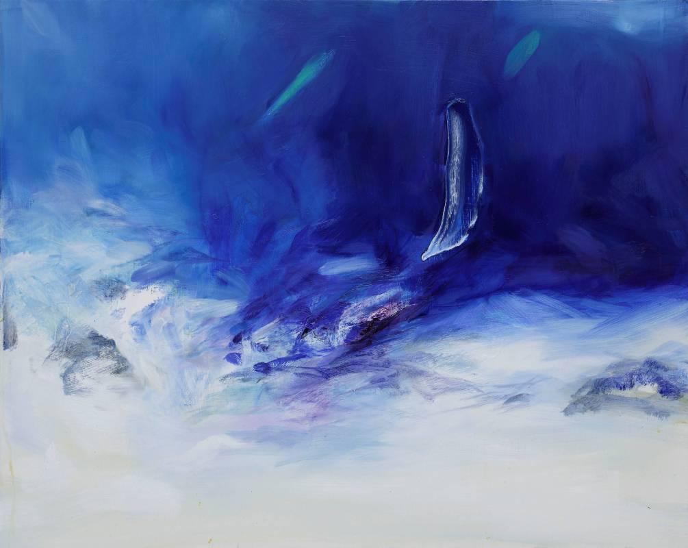 塵三 Chen San ,碇水 Dark Blue Flow,  油畫 Oil on canvas ,72.5x91cm ,2018 