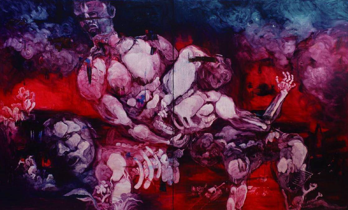 常陵|五花肉系列-肉宗教-肉世界再創記|2010|油彩|240x400cm