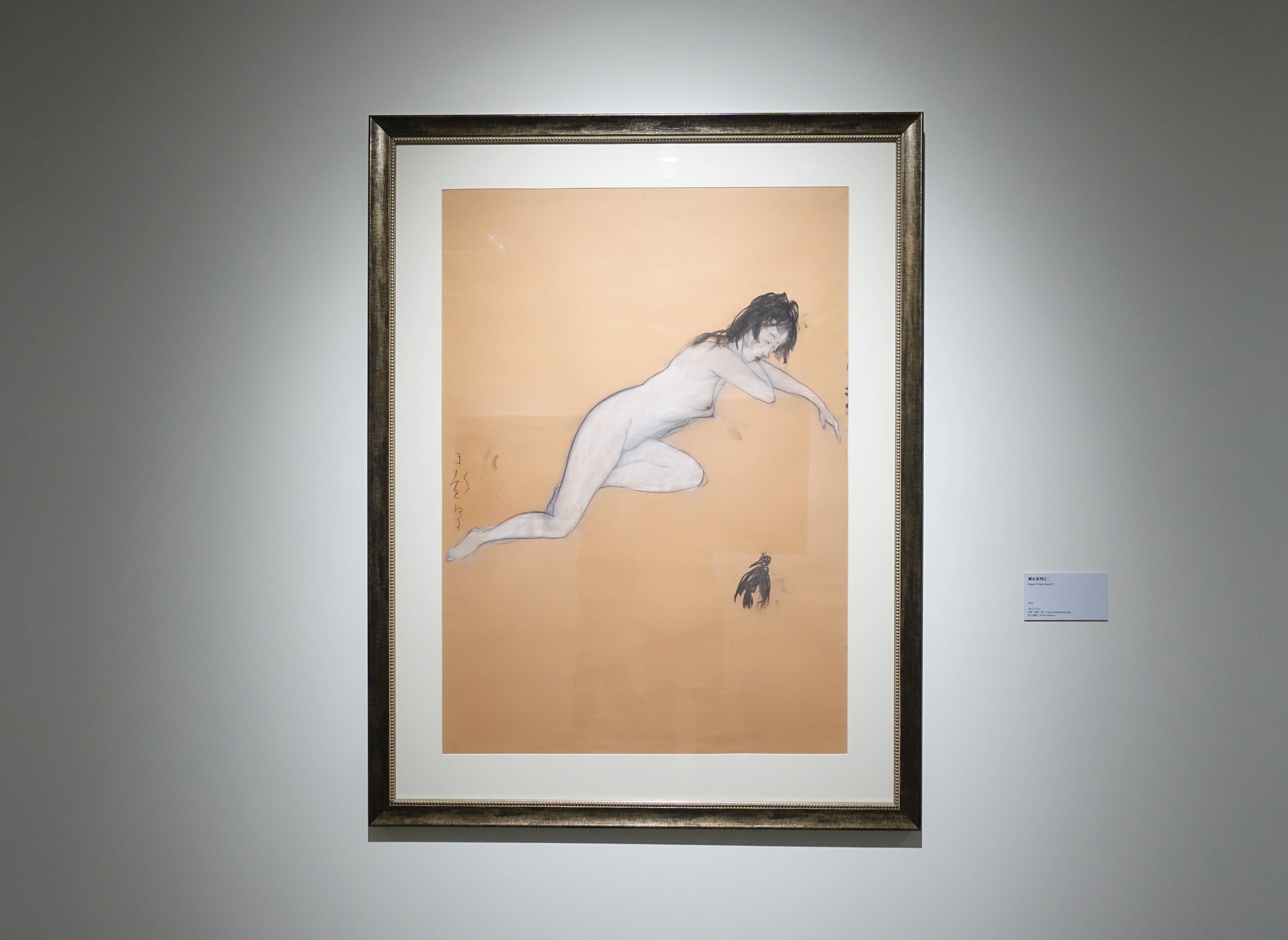 于彭，《裸女系列之二》，炭筆、粉彩、紙，2014。
