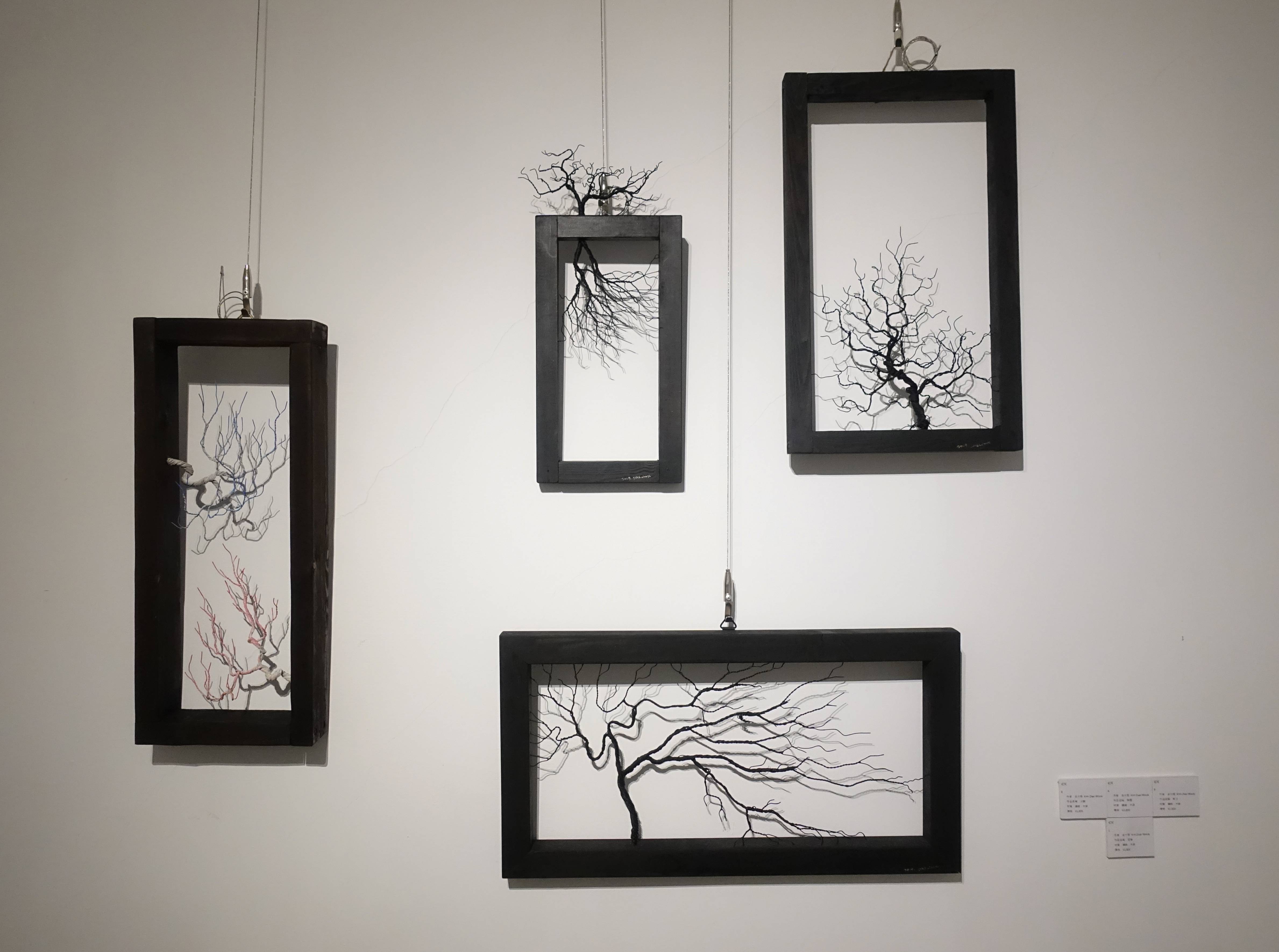 金大煜Kim Dae Wook，《移動的樹》系列，鋼線、木頭。