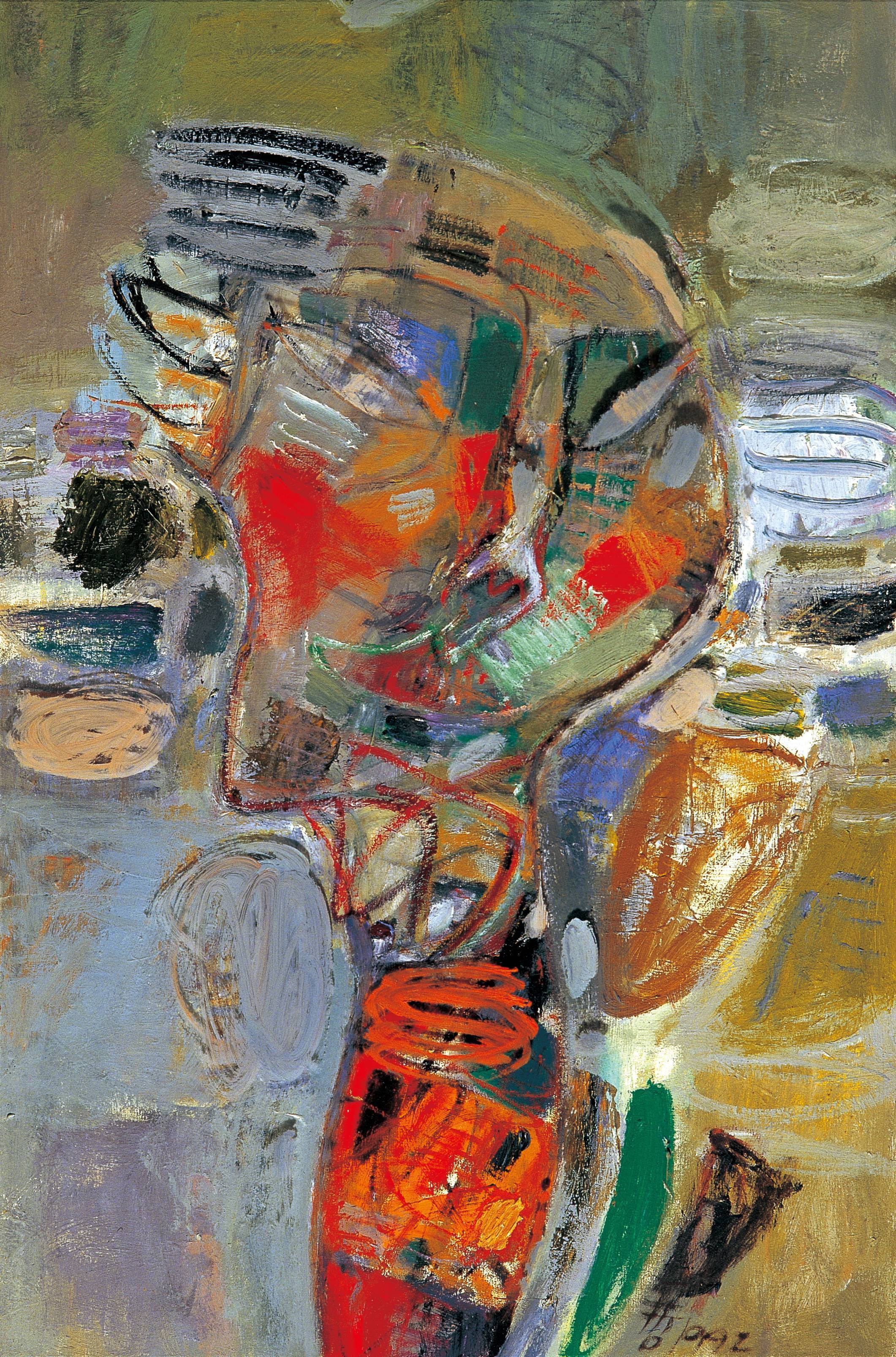 黃銘哲|女人與自畫像-I|1992|綜合媒材|91x61cm