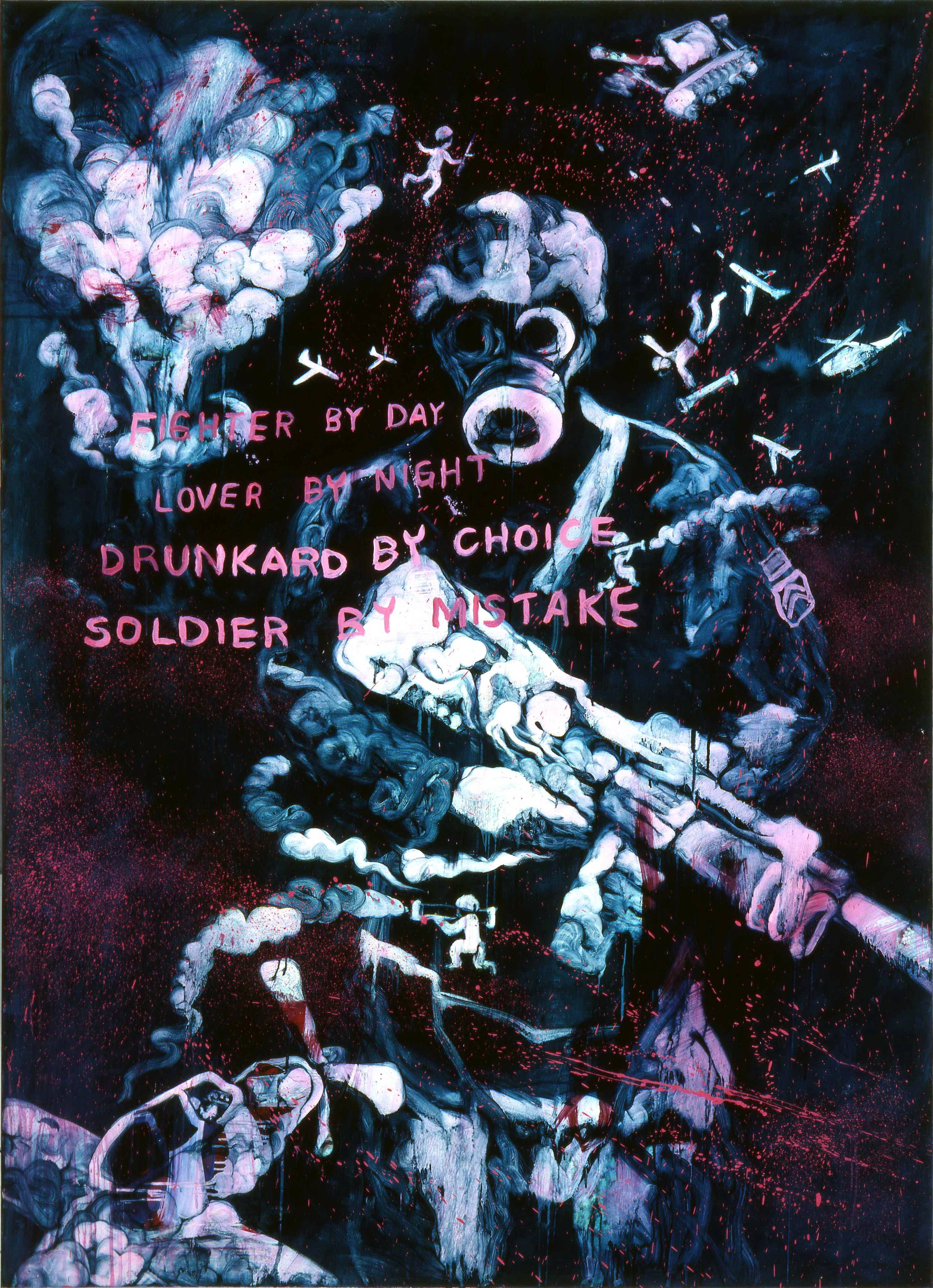 常陵|五花肉系列-肉兵器-士兵|2009|油彩|200x145cm