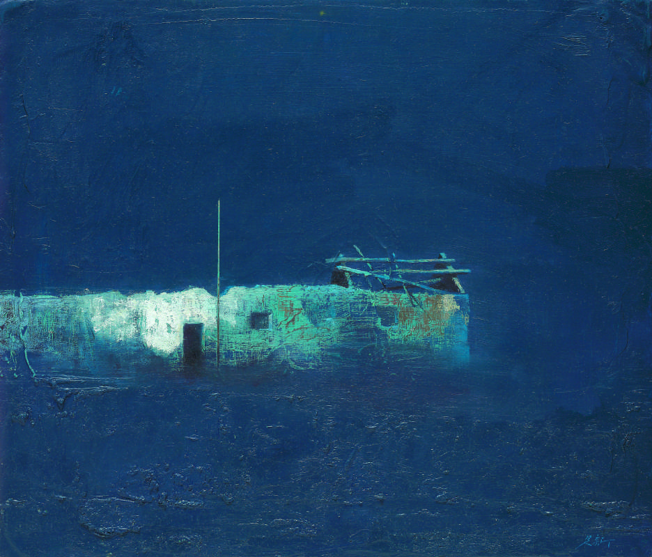 藍色的夜Ⅲ，油彩、畫布，53 x 46 cm，2017，(私人收藏)。圖/毓繡美術館提供