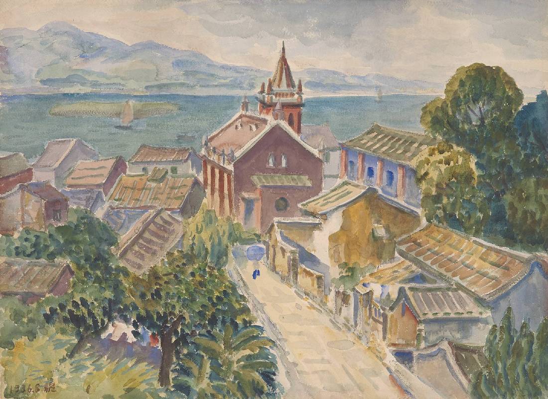 倪蔣懷，1936，水彩，49×66 cm