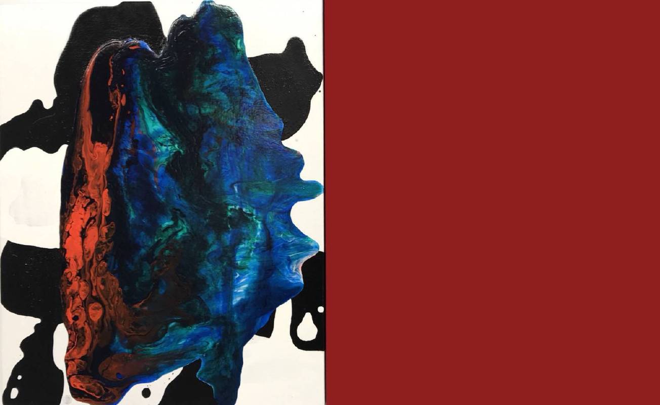 曲德義 Chu Teh-I，〈並置A2017-13〉Juxtaposition A2017-13，2017，壓克力、畫布Acrylic on canvas，41x66cm(41x33+41x33cm)二件一組