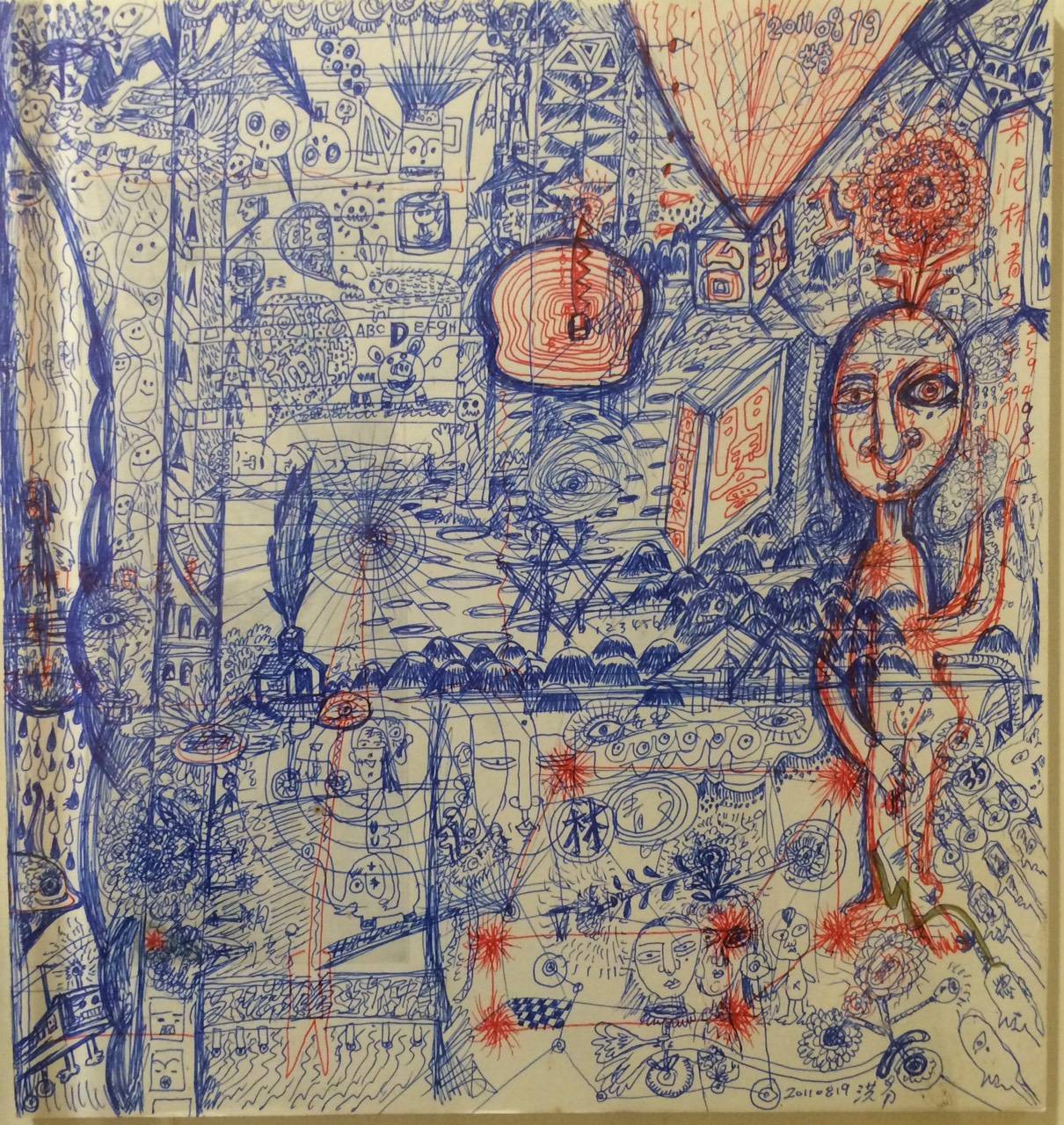 洪易｜2011｜矽酸鈣板、針筆｜21x19cm