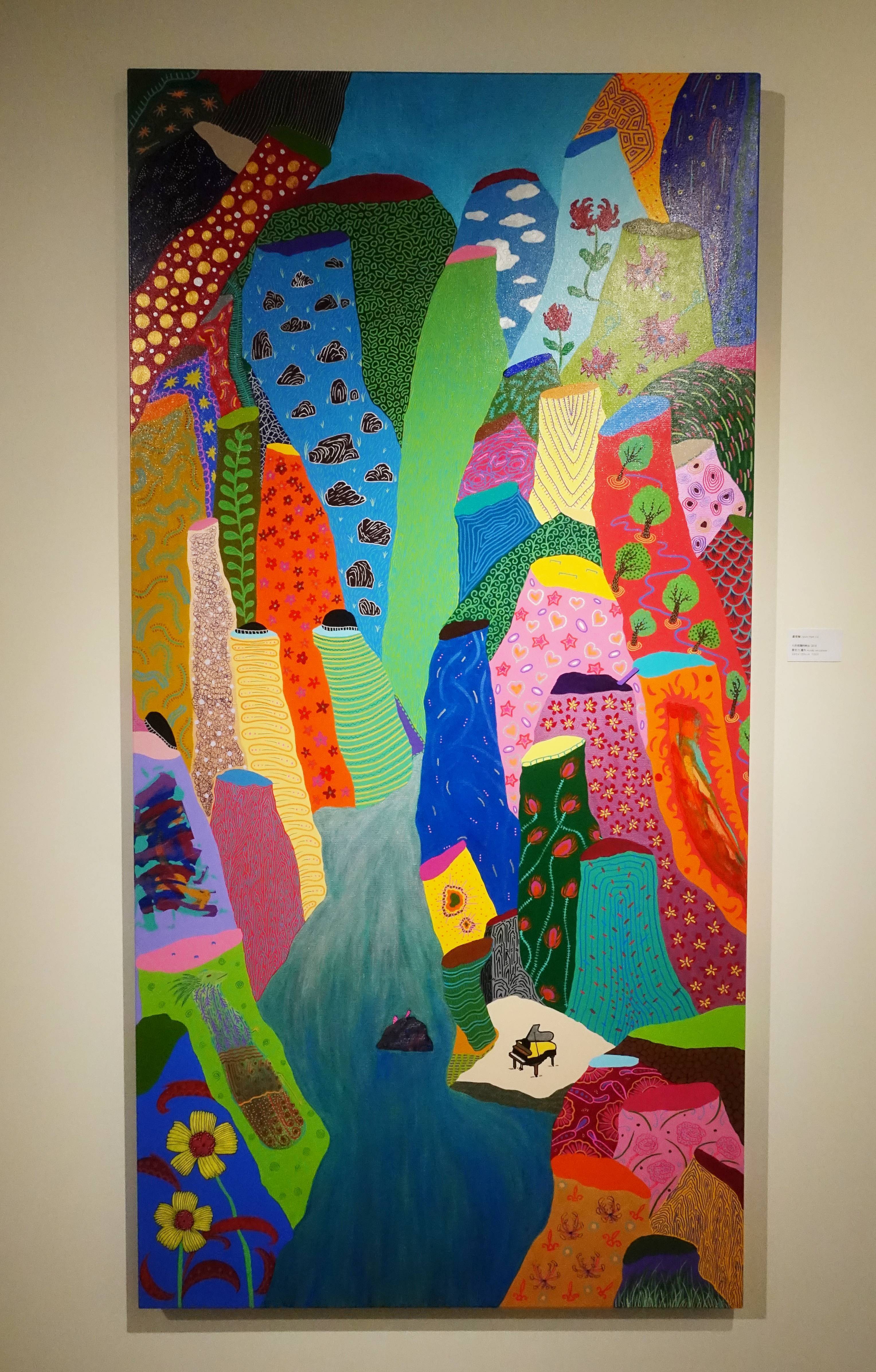 盧俊翰，《七彩斑斕的峽谷》，200 x 100 cm，壓克力，2018。