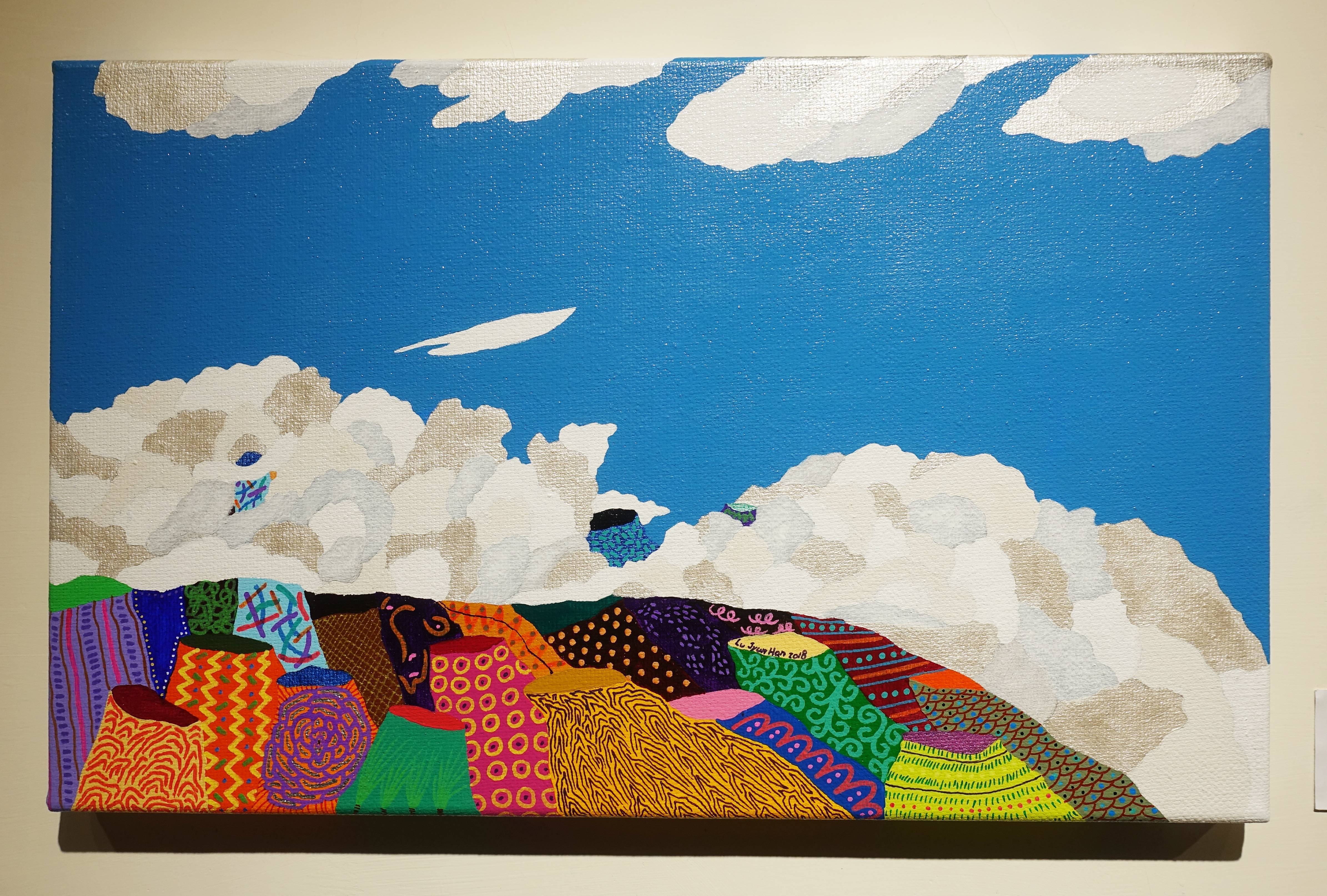 盧俊翰，《擁抱山的雲》，53 x 33 cm，壓克力，2018。