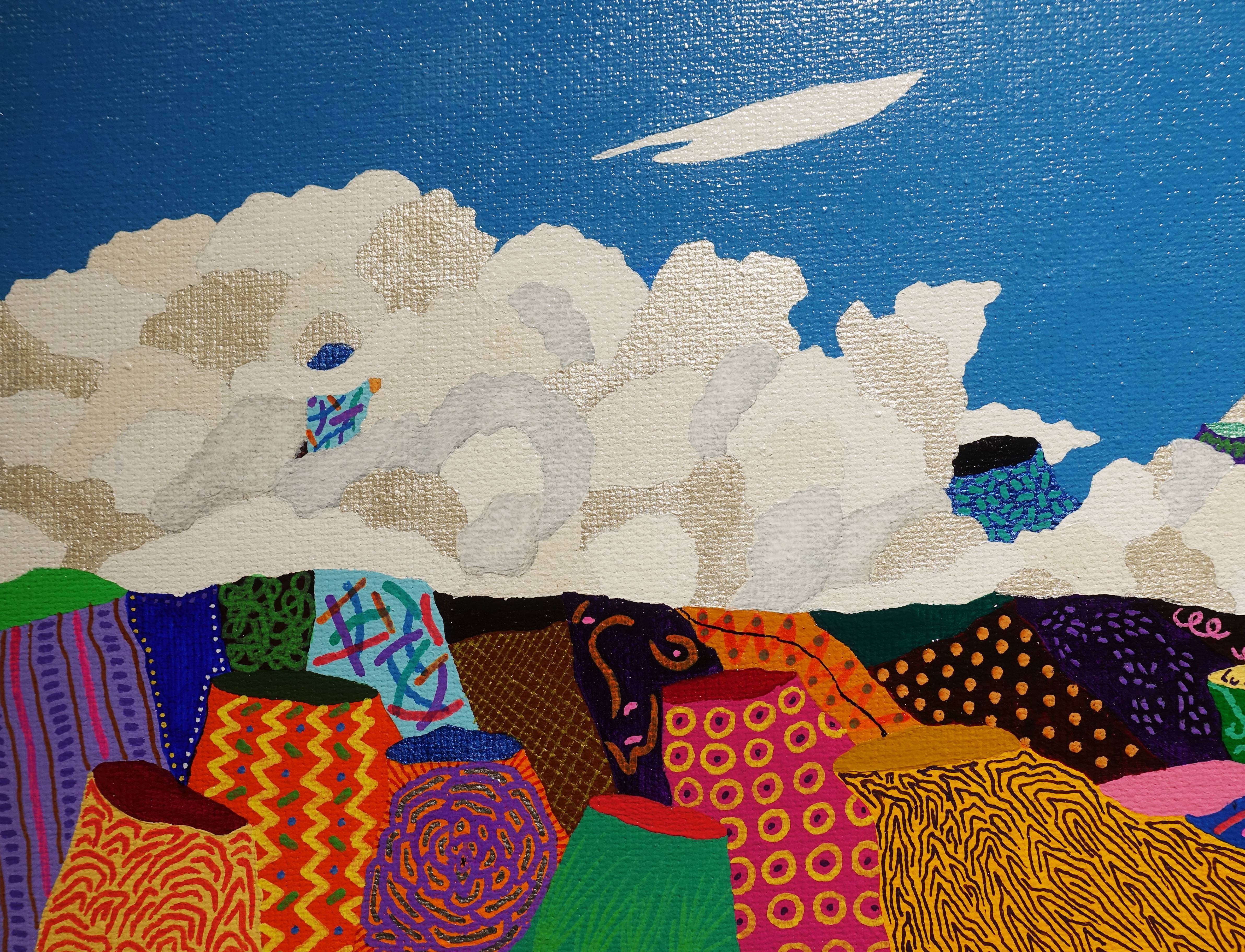 盧俊翰，《擁抱山的雲》細節，53 x 33 cm，壓克力，2018。