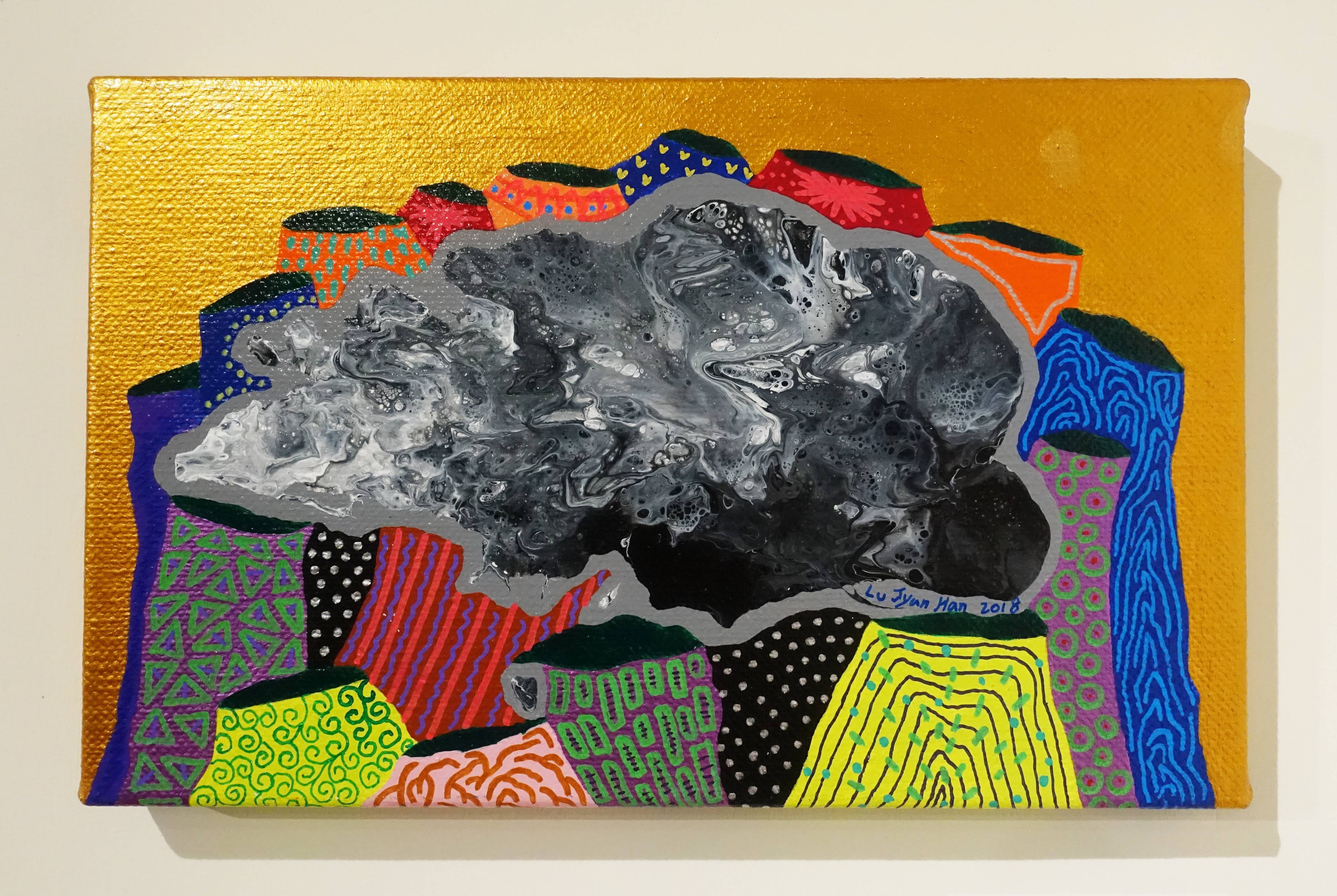 盧俊翰，《石壁如雲》，130 x 80 cm，壓克力，2018。