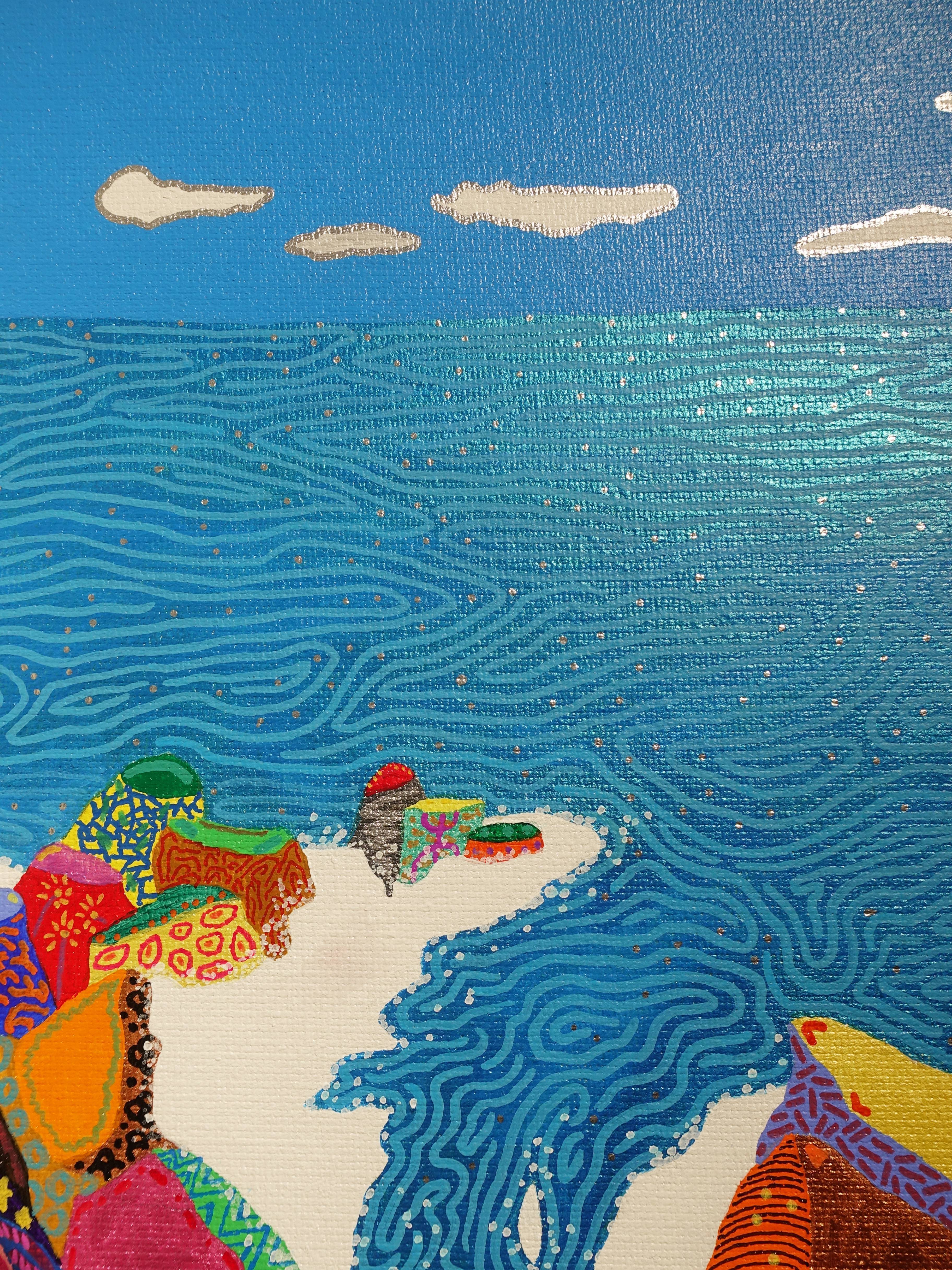 盧俊翰，《海蝕崖處觀海》細節，53 x 33 cm，壓克力，2018。