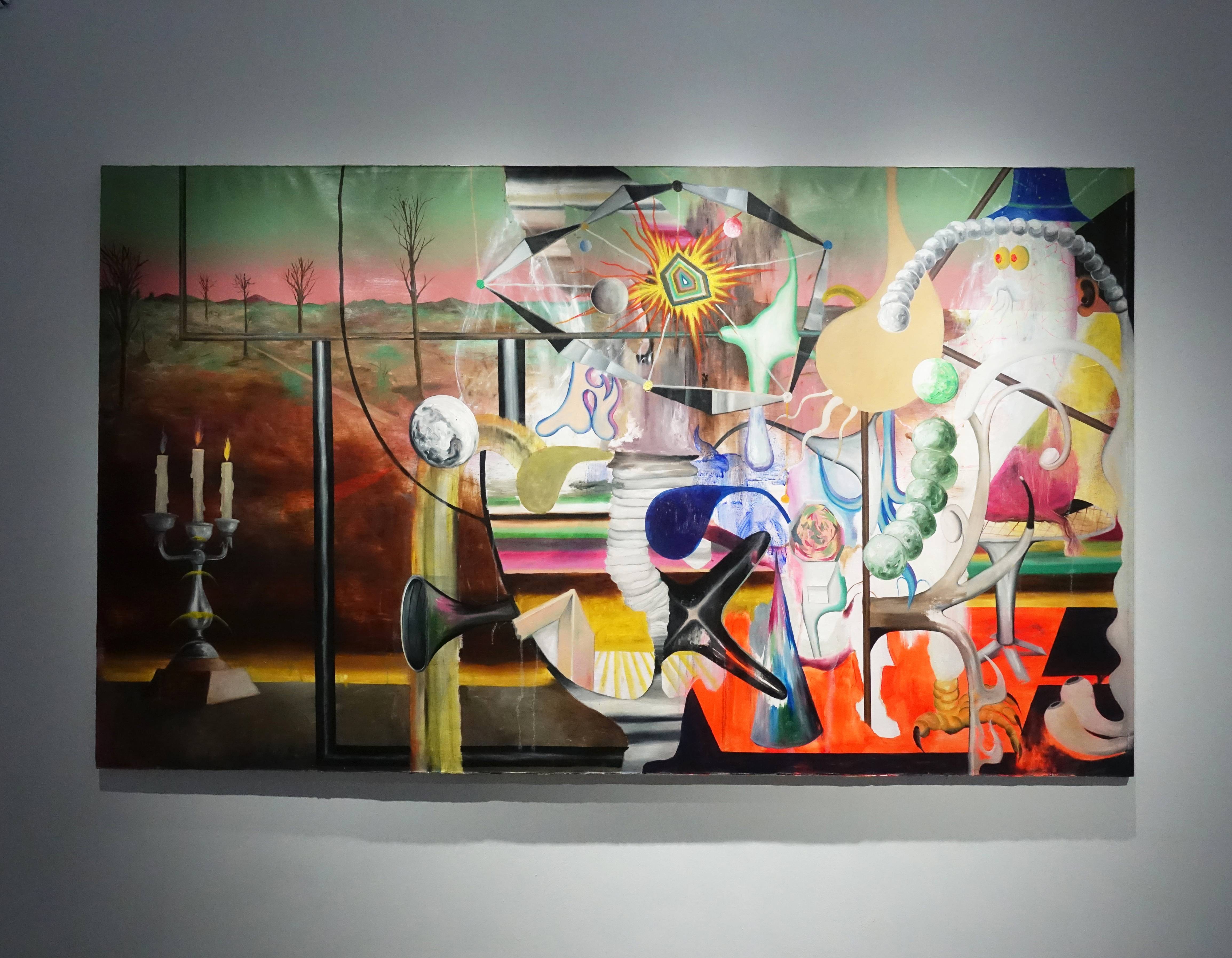 Gene Paul Martin，《Mystic Deta Bender｜神秘資料狂歡》，122.5 x 207.7 cm ，Oil on Canvas 油料於畫布，2019。