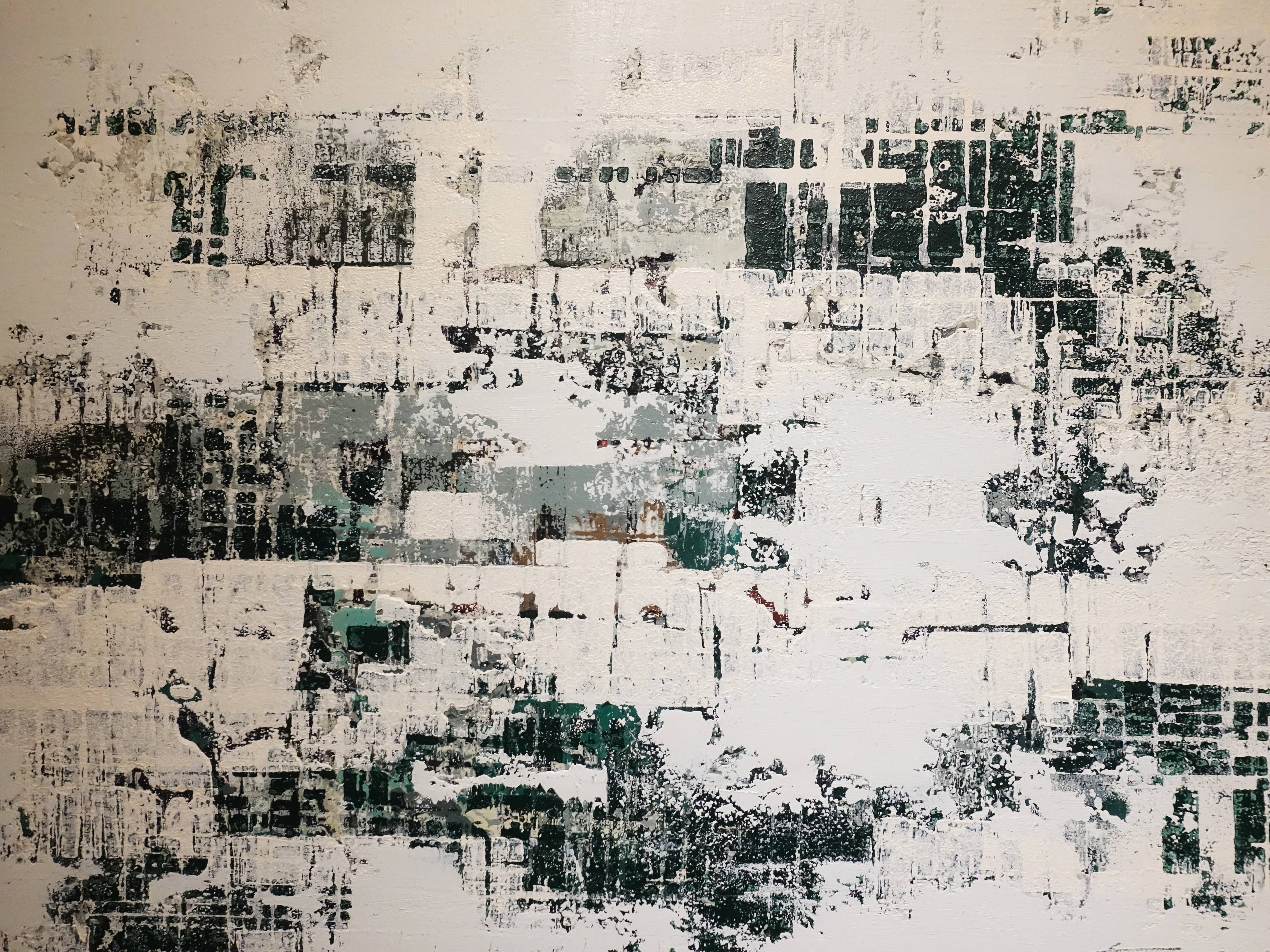 徐明豐，《移動的風景之二》細節，39 x 51 cm，複合媒材，2018。