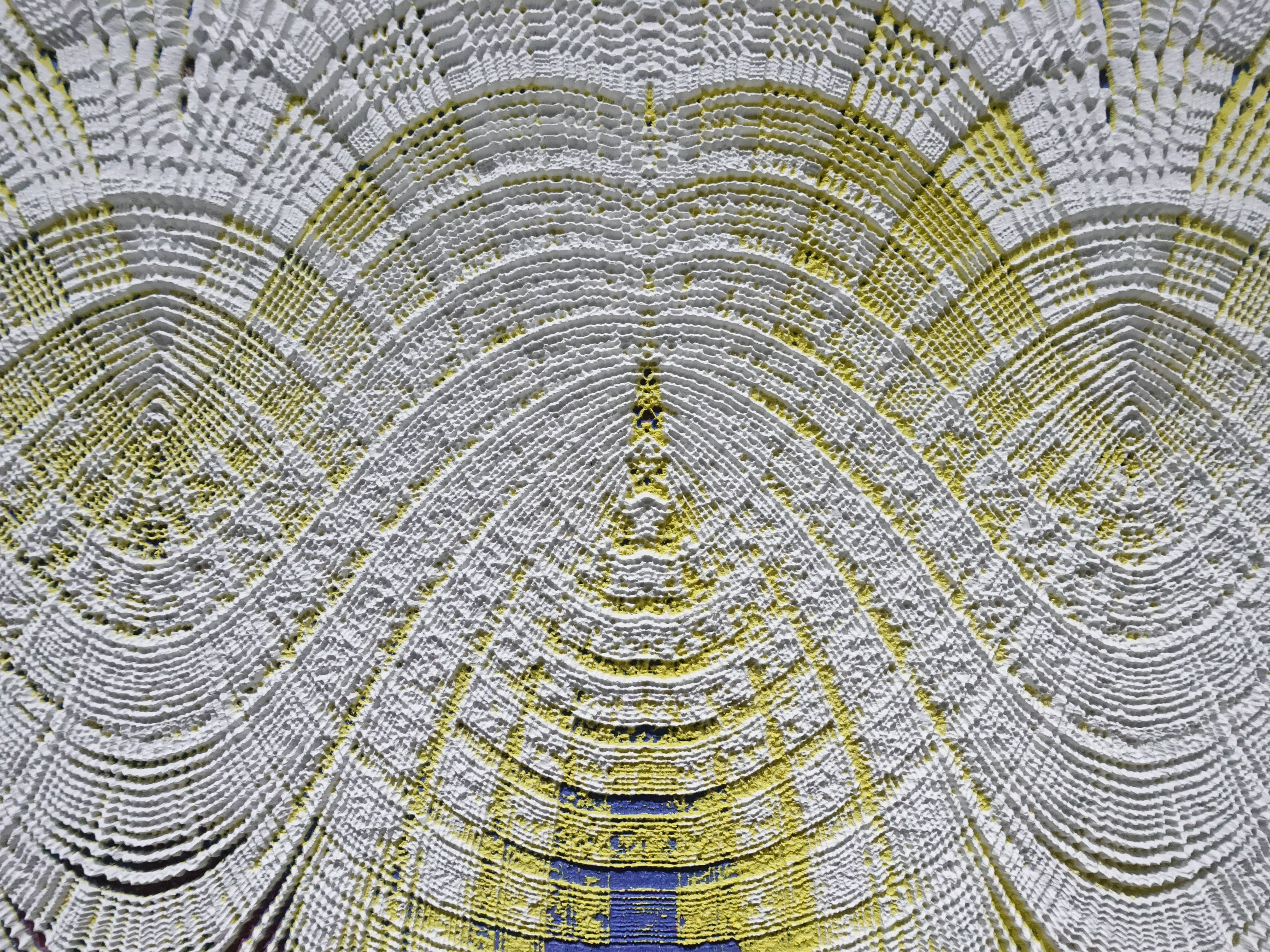 歐勁，《無題-151》細節，30 x 31 cm，木板、丙烯、綜合材料，2019。