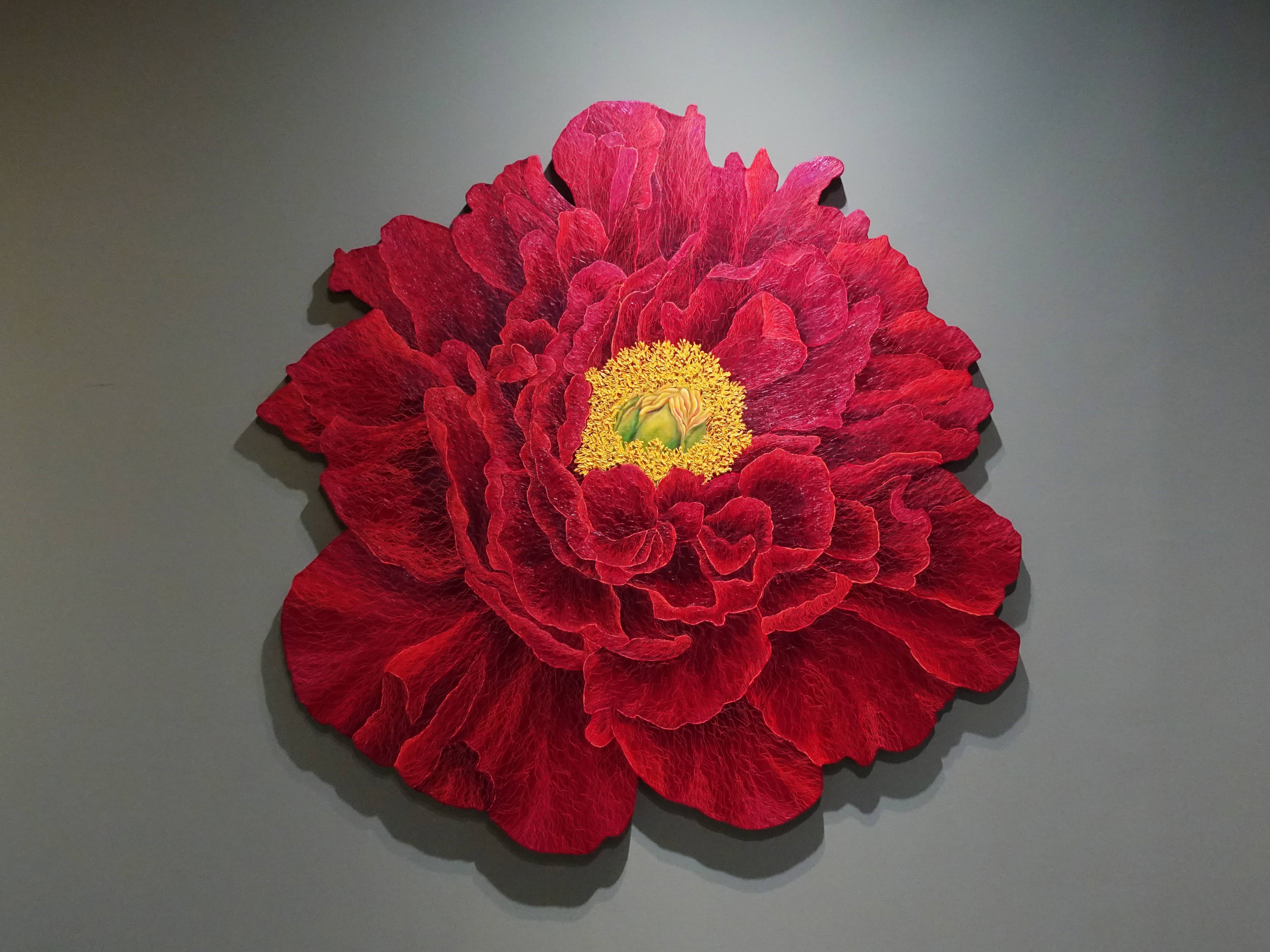 鄭麗雲，《牡丹IV》，182 x 180 cm，油彩、蔴布，2019。