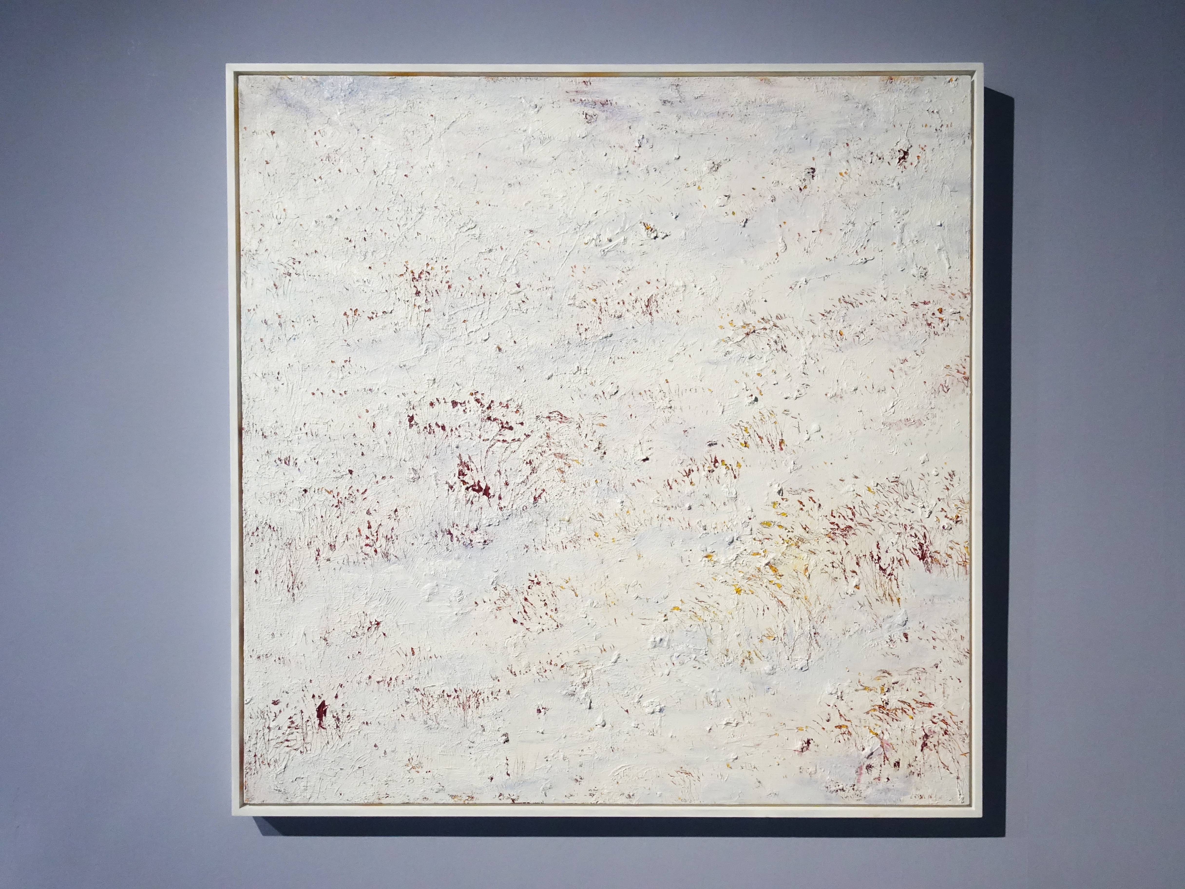 鄭麗雲，《春雪1》，122 x 122 cm，油彩、蔴布，2007。