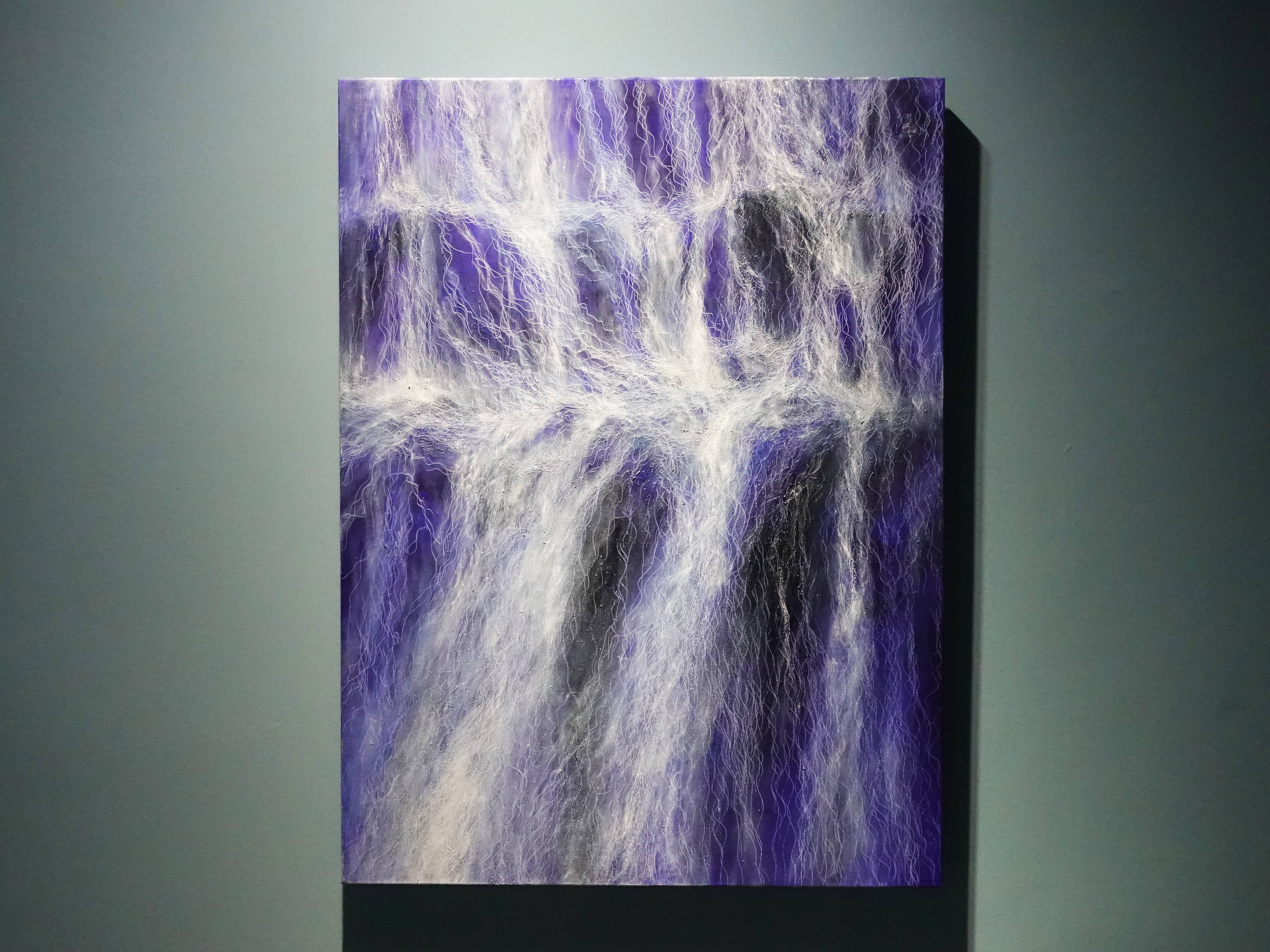 鄭麗雲，《瀑布VII》，130 x 97 cm，油彩、蔴布，2018。
