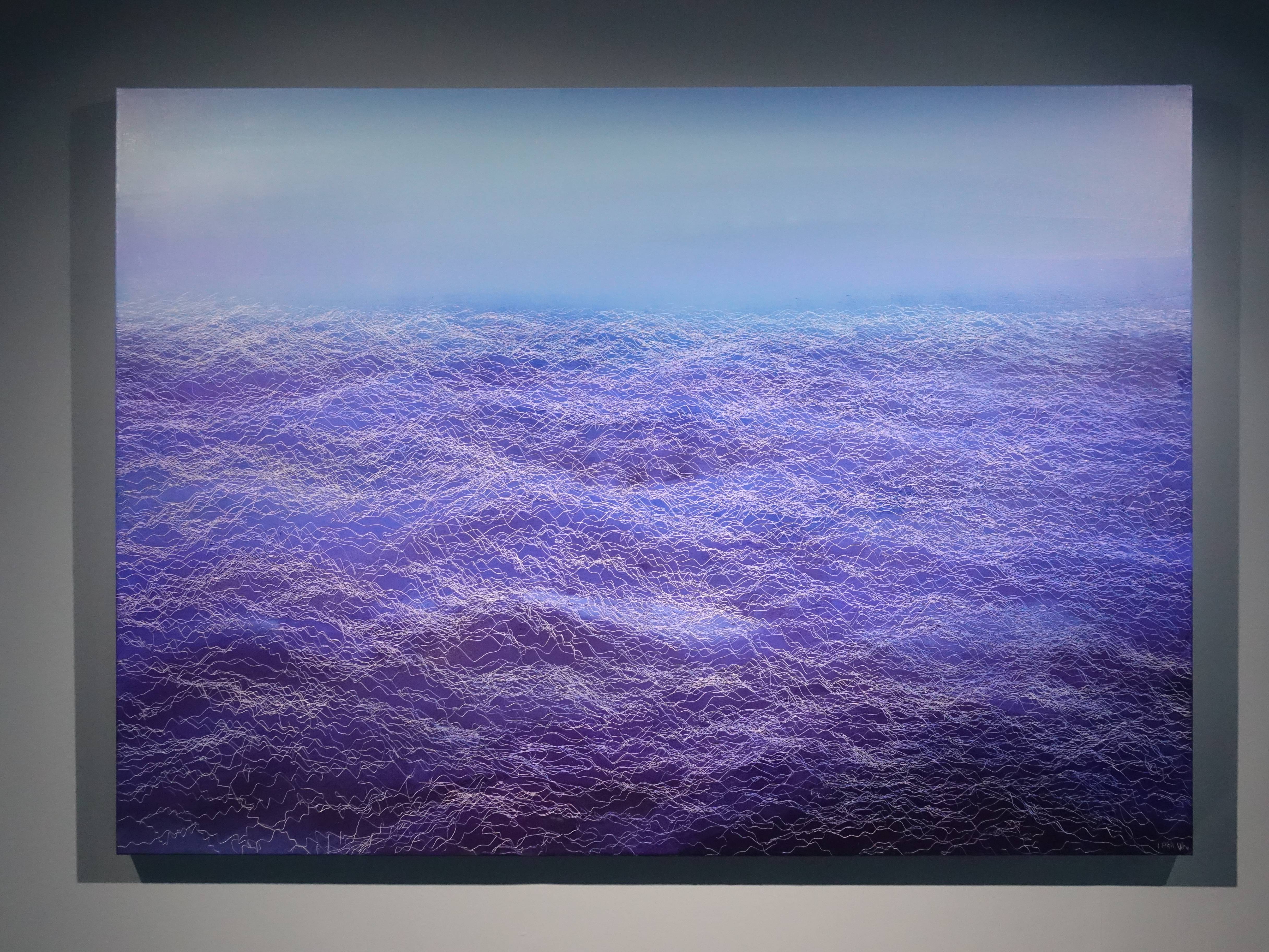 鄭麗雲，《波羅地海藍》，162 x 277 cm，油彩、蔴布，2017。