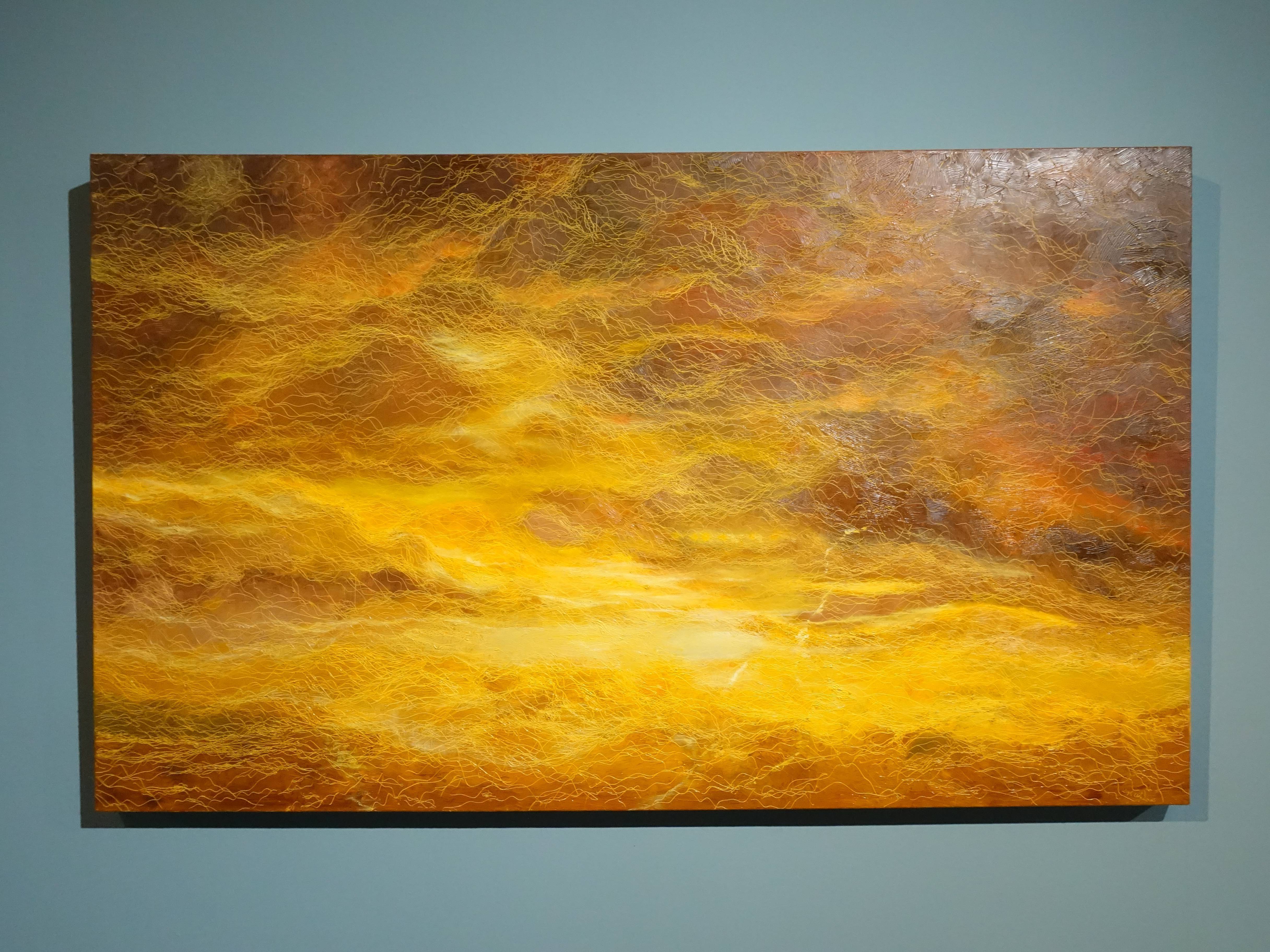 鄭麗雲，《晨曦》，97 x 162 cm，油彩、蔴布，2016。
