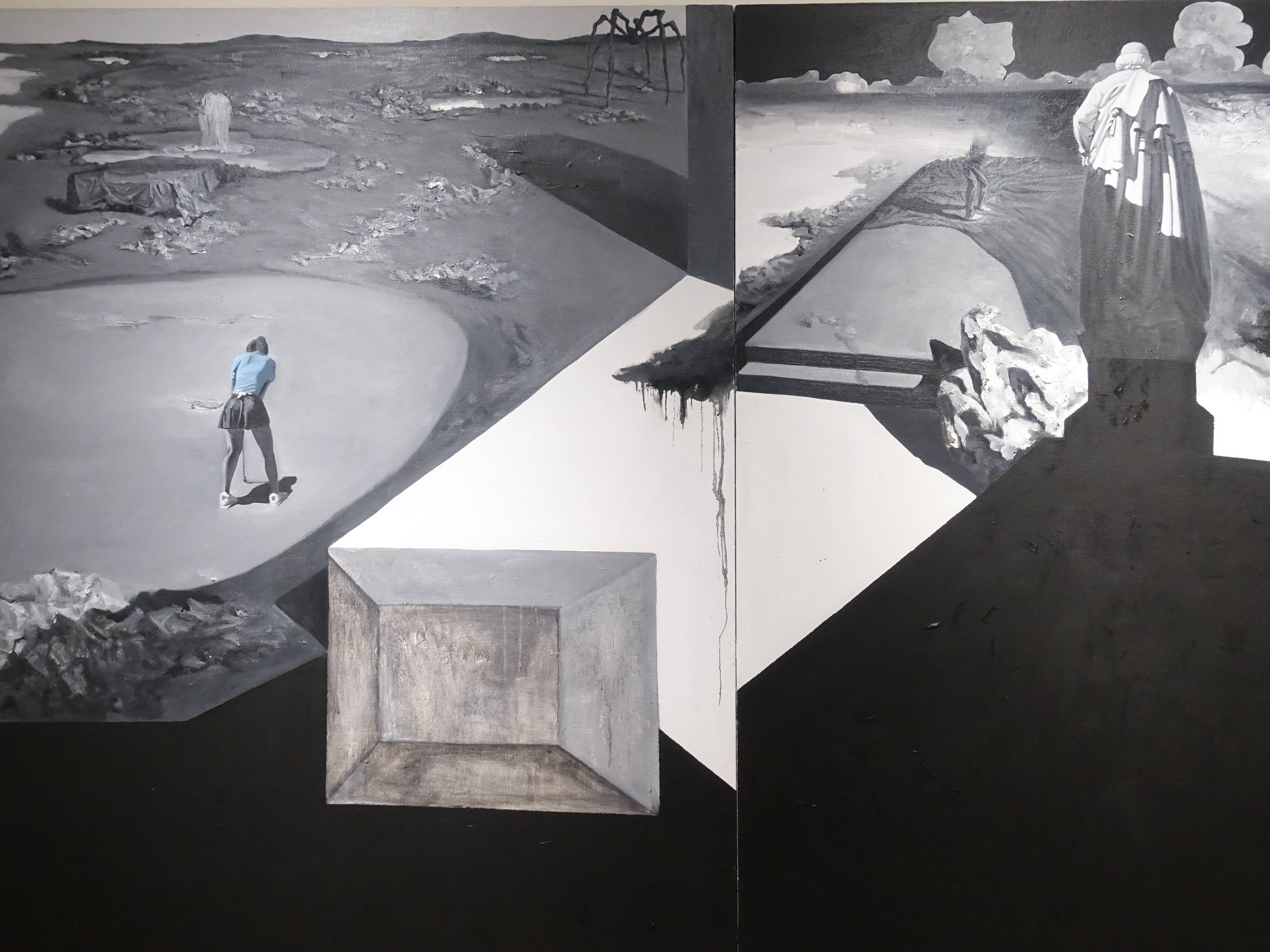 劉芯濤，《無邊的風景2018-2》細節，150 x 360 cm，布面油畫，2018。