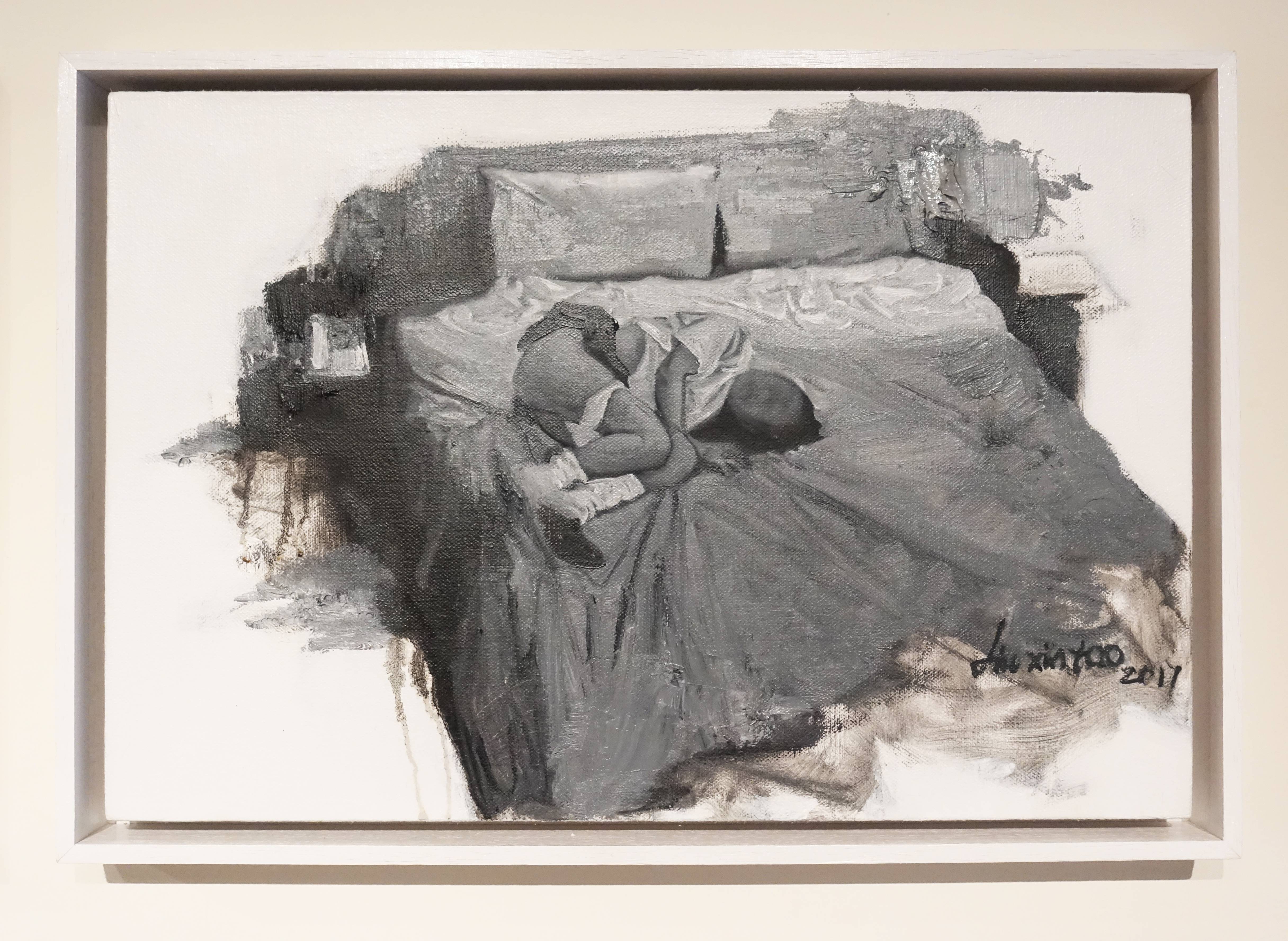 劉芯濤，《床》之三， 40 x 60 cm，布面油畫，2017。