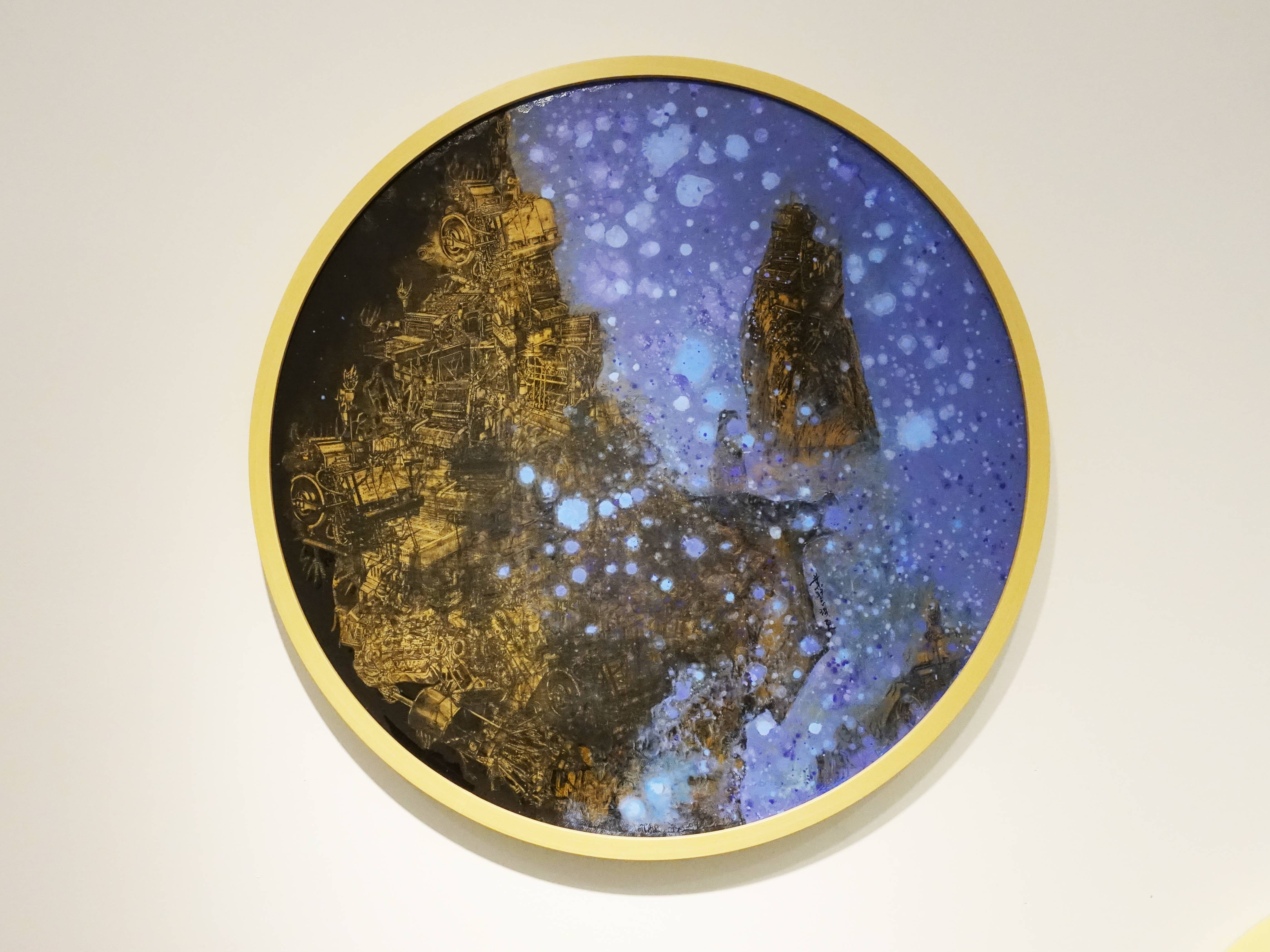  葉慧琪，《星夜》，60 x 60 cm，綜合媒材、絹布。