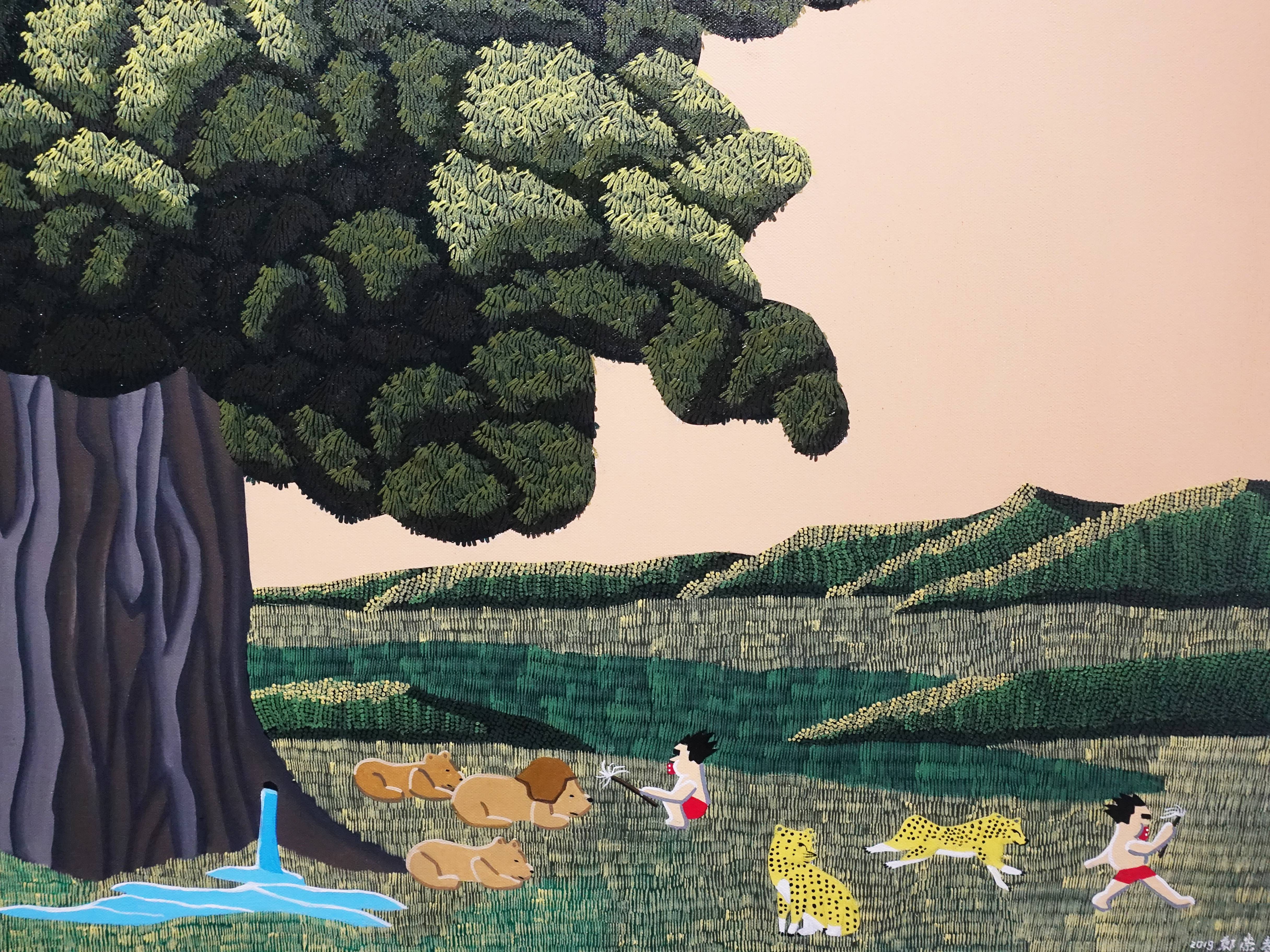 鄭崇孝，《麵包樹》細節，130x162cm，油彩畫布 ，2019。