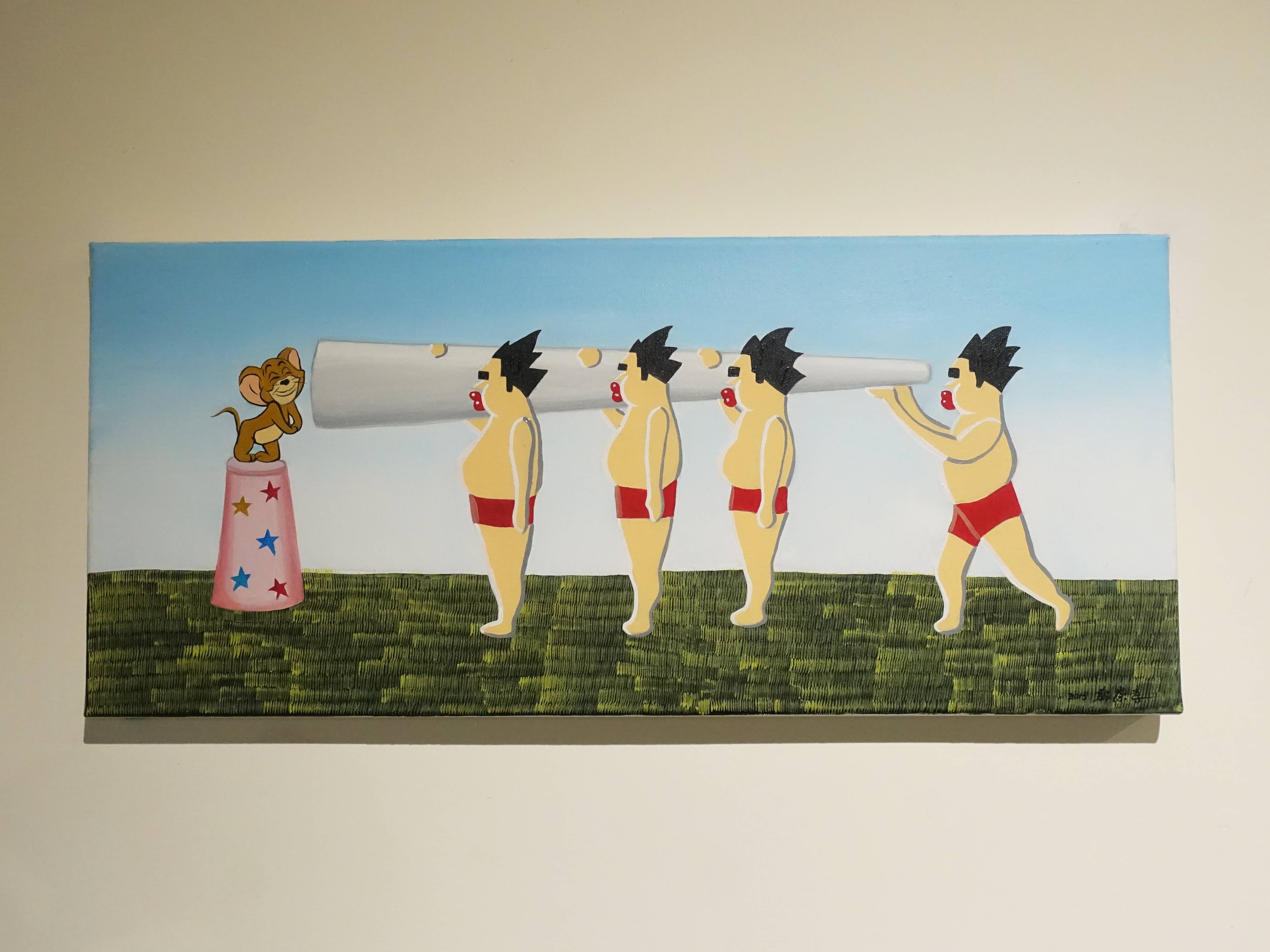 鄭崇孝，《有隻老鼠叫傑利》，22 x 50 cm，油彩畫布 ，2019。