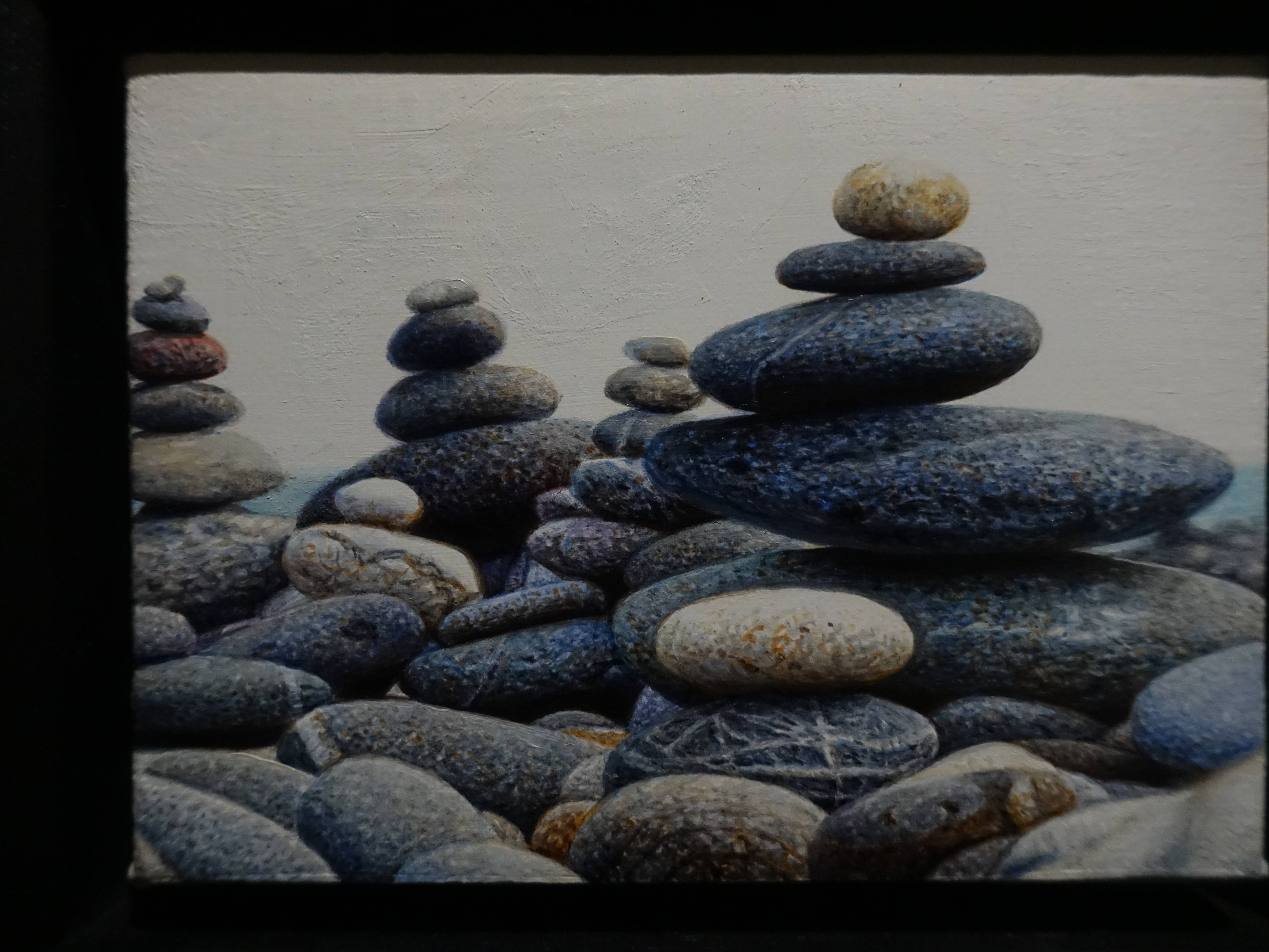 珠旺，《石敢當》，7.4 x 10 cm，油彩、畫布，2019。