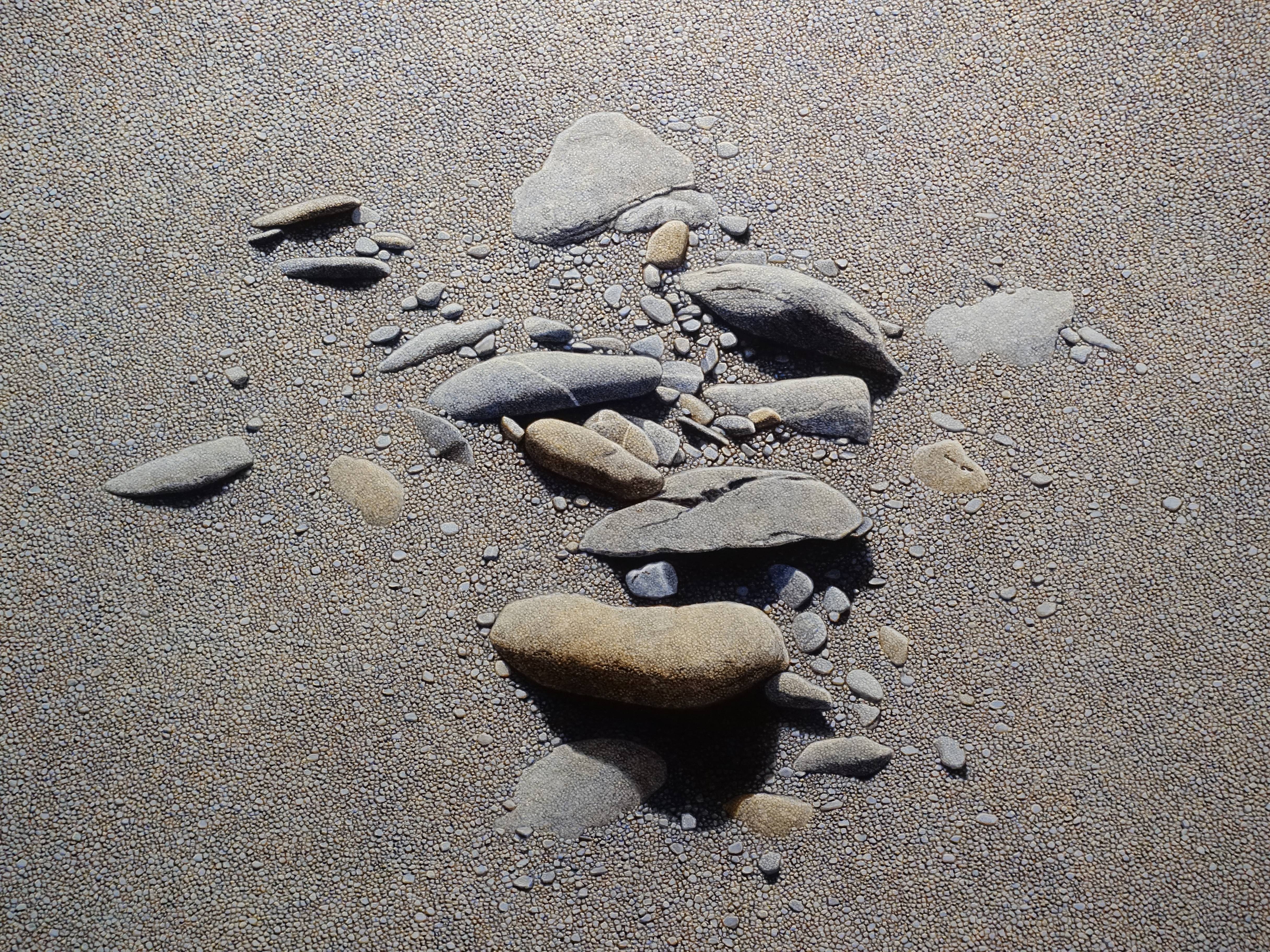 周珠旺，《石嶼》細節，112 x 162 cm，油彩、畫布，2019。