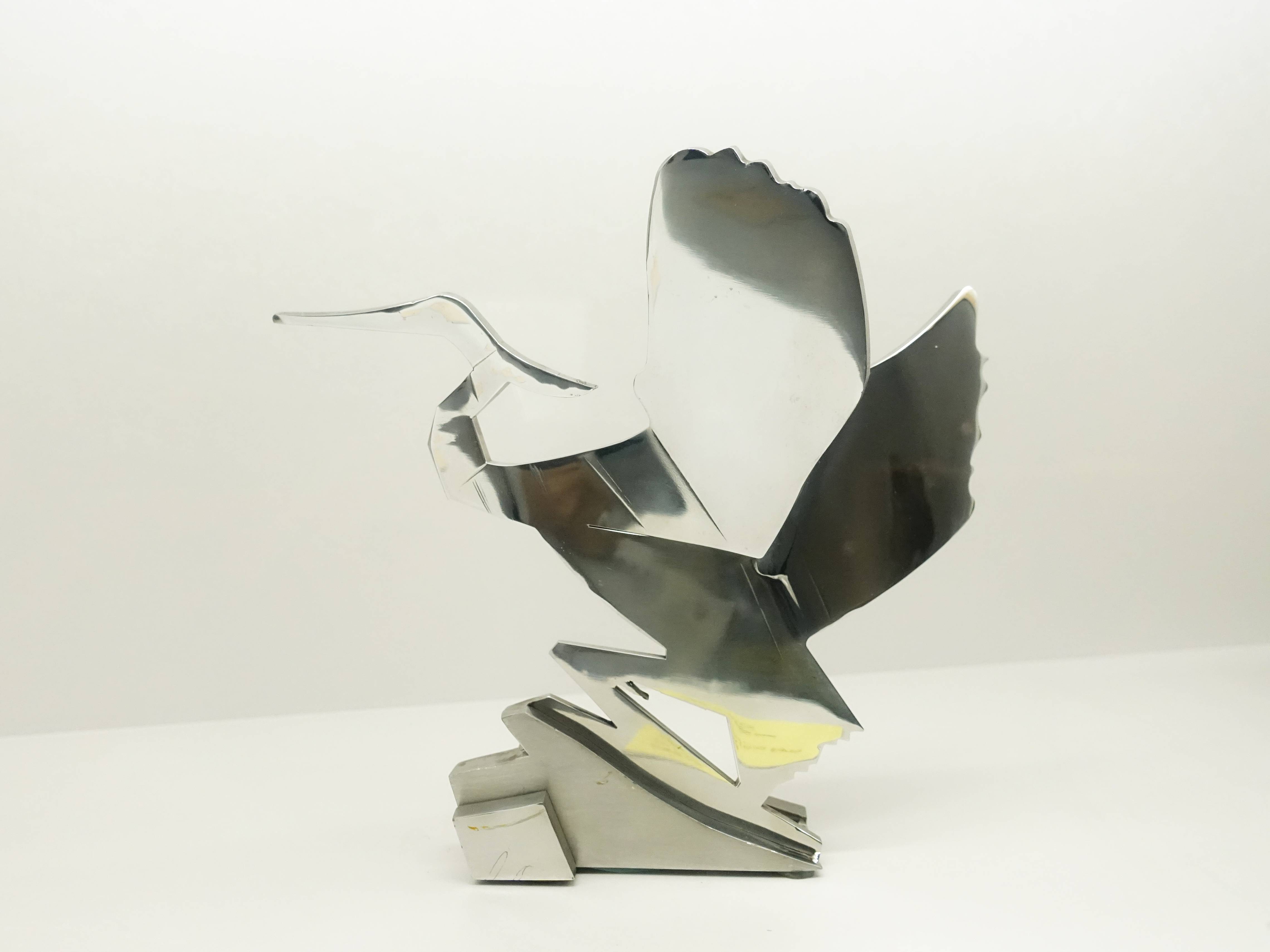 蒲浩明，《白鷺鷥之歌》，21 X 22 X 13.5 cm，不鏽鋼，2002。