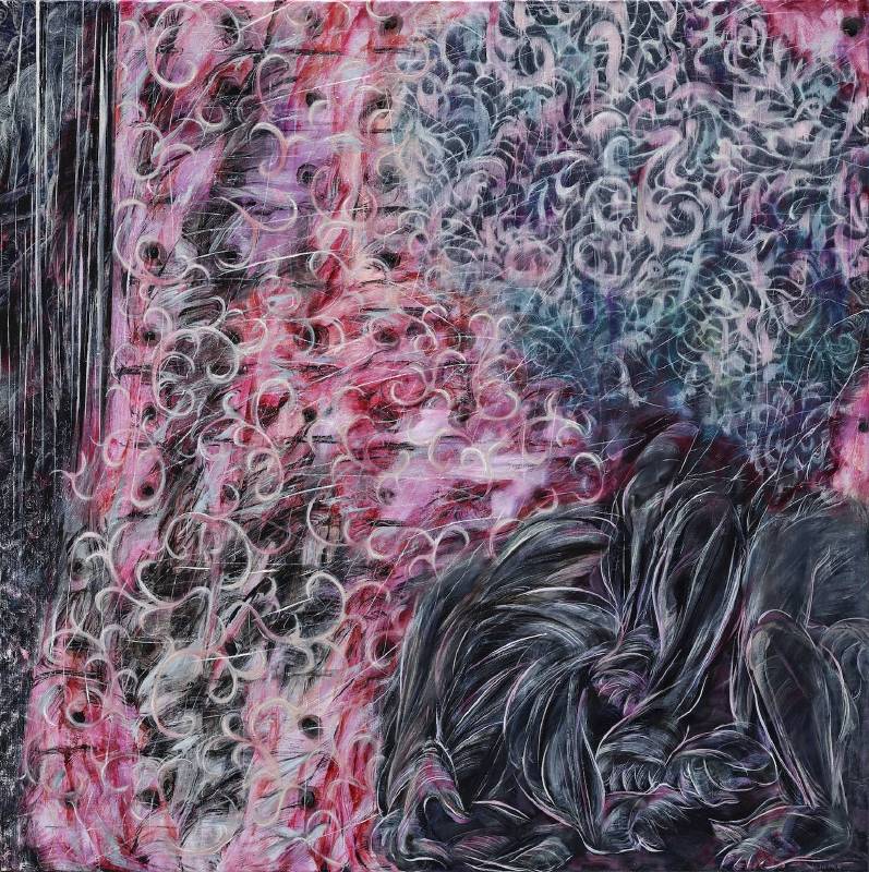謝鴻均，《複製動態》Duplicated Movement，2019，油彩、畫布 oil on canvas，173X173cm。圖/安卓藝術提供