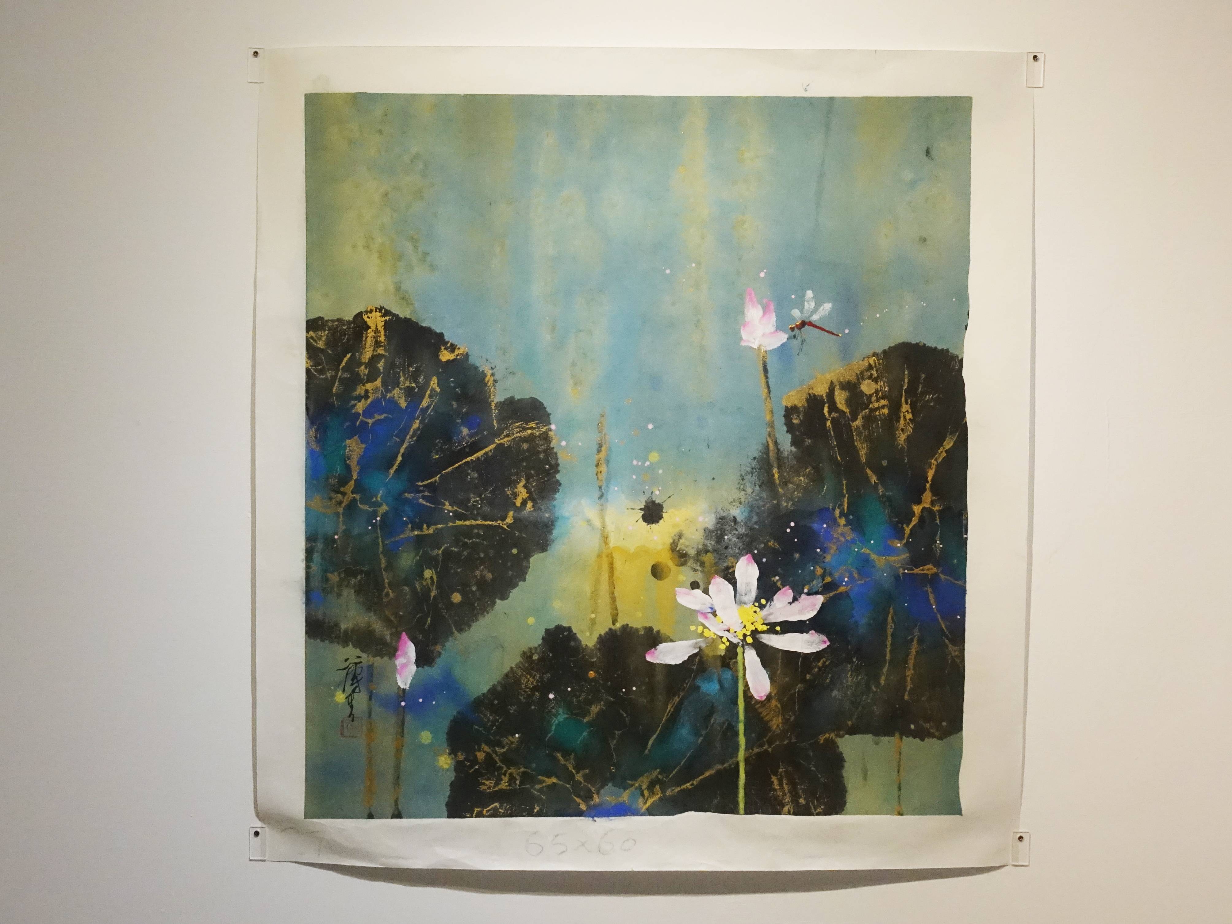 薄云，《荷27》，60 x 65 cm，紙本設色，2019。