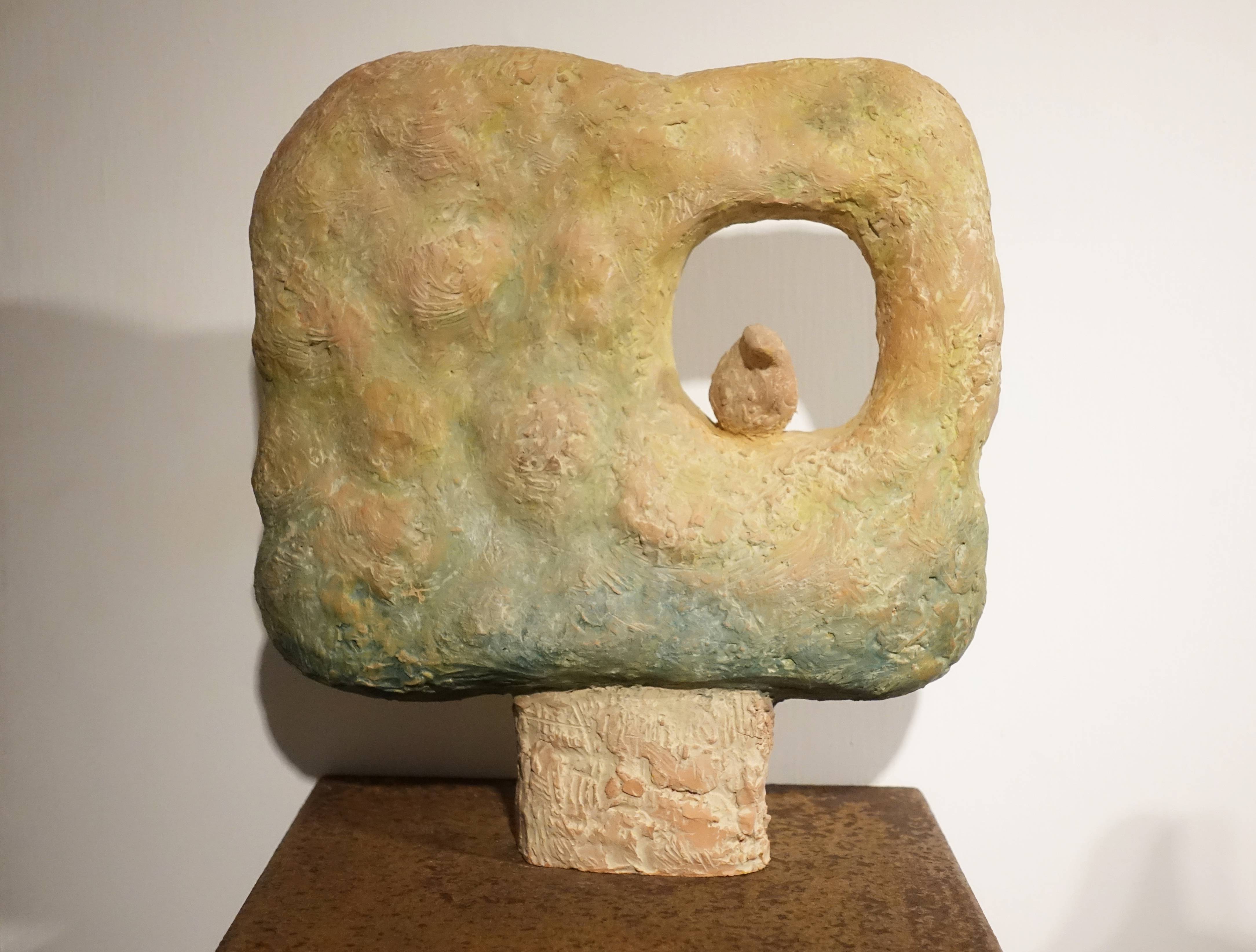 林怡芬，《樹之愛》，23 x 21 x 7 cm，Terra cotta、礦物質顏料，2019。