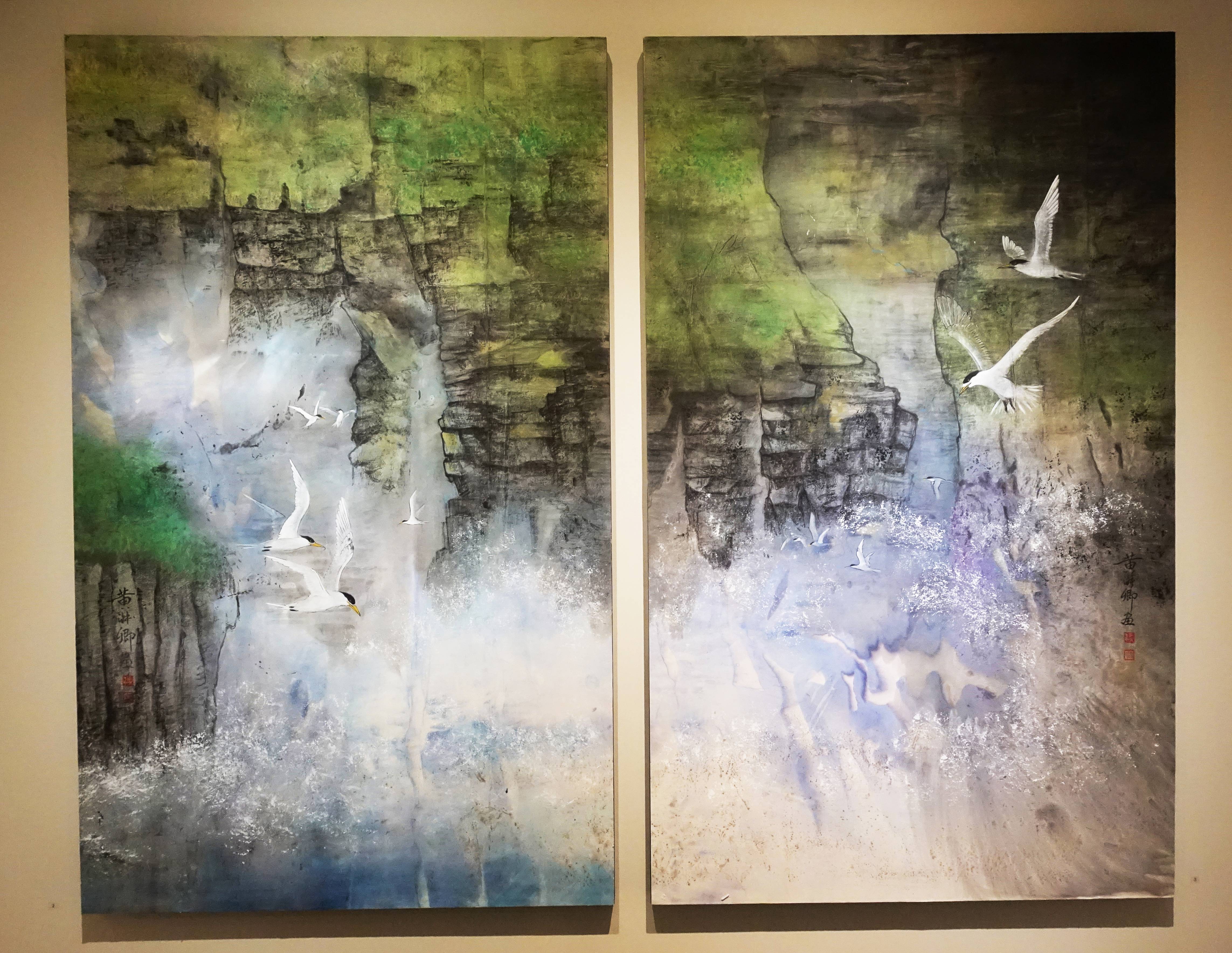 黃淑卿，《海角天涯》系列，120 x 75 cm，彩墨，2017。