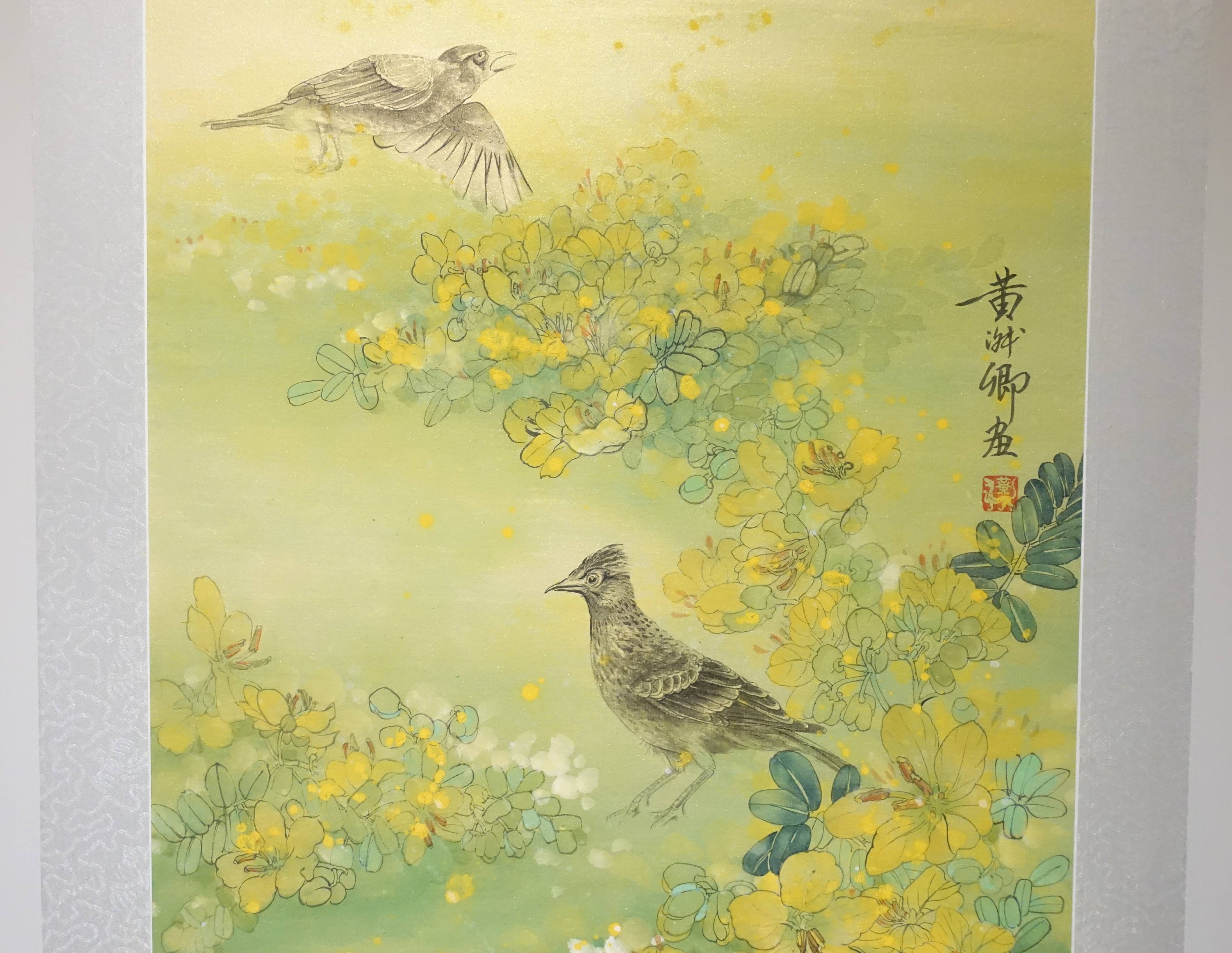 黃淑卿，《澎湖決明》細節，168 x 48 cm，紙本、彩墨，2017。