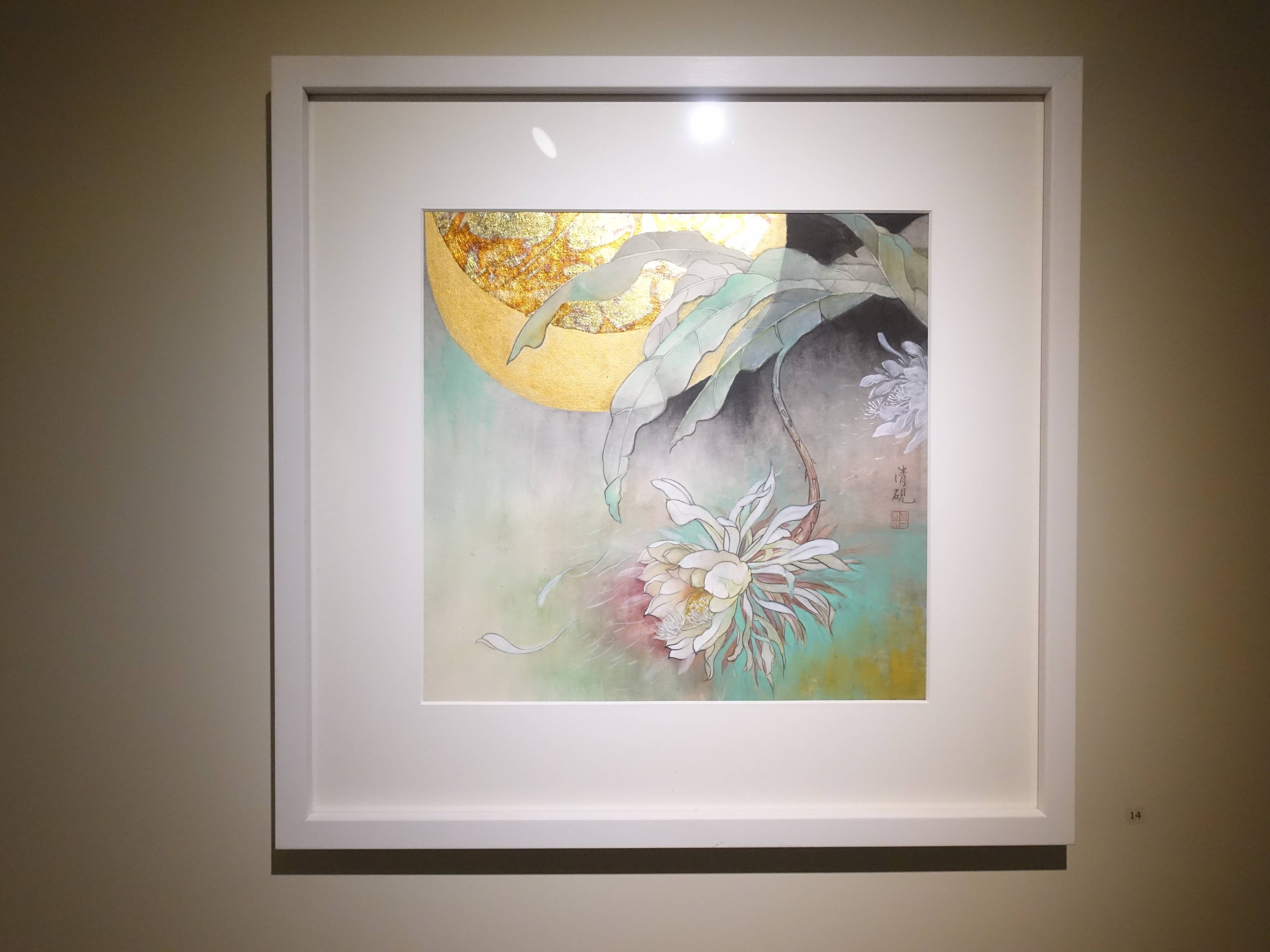 黃淑卿，《月夜》，52 x 53 cm，水墨、金箔，2019。