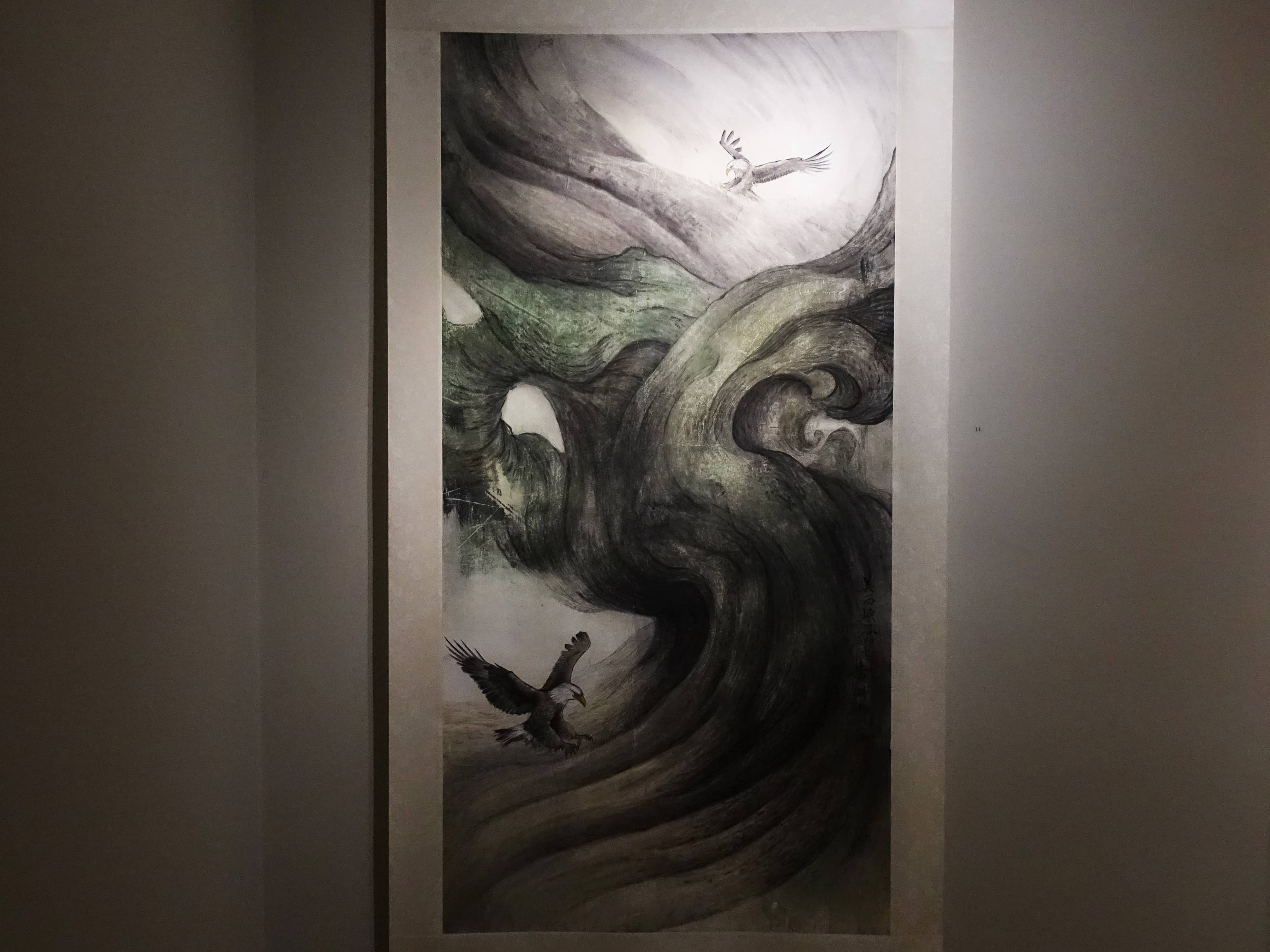 黃淑卿，《峽谷意象(一)》系列，200 x 77 cm，彩墨、水印木板，2015。