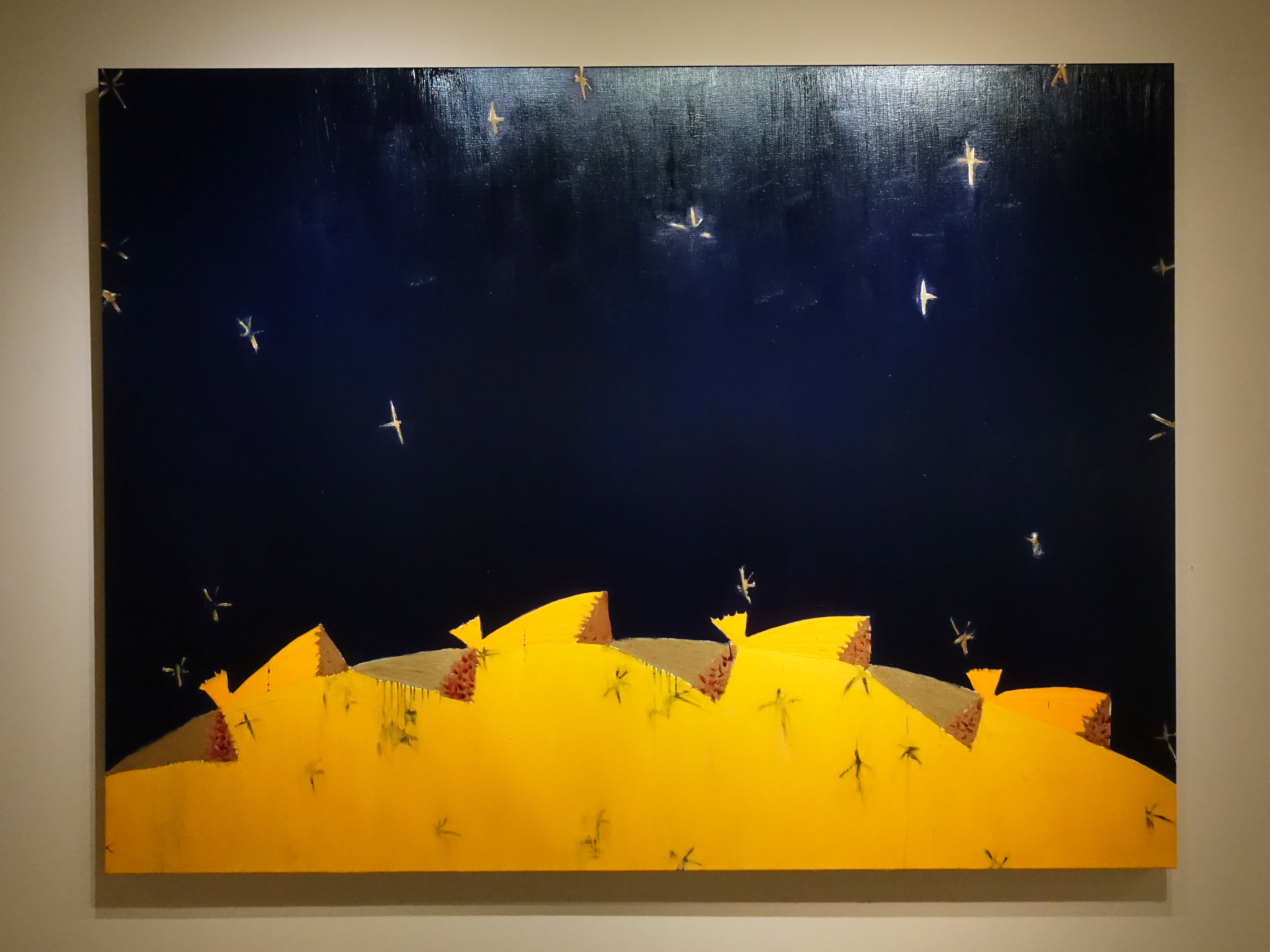 劉永仁，《時空酣暢-穹蒼》，150x200cm，油彩、蜂蠟、畫布，2019。
