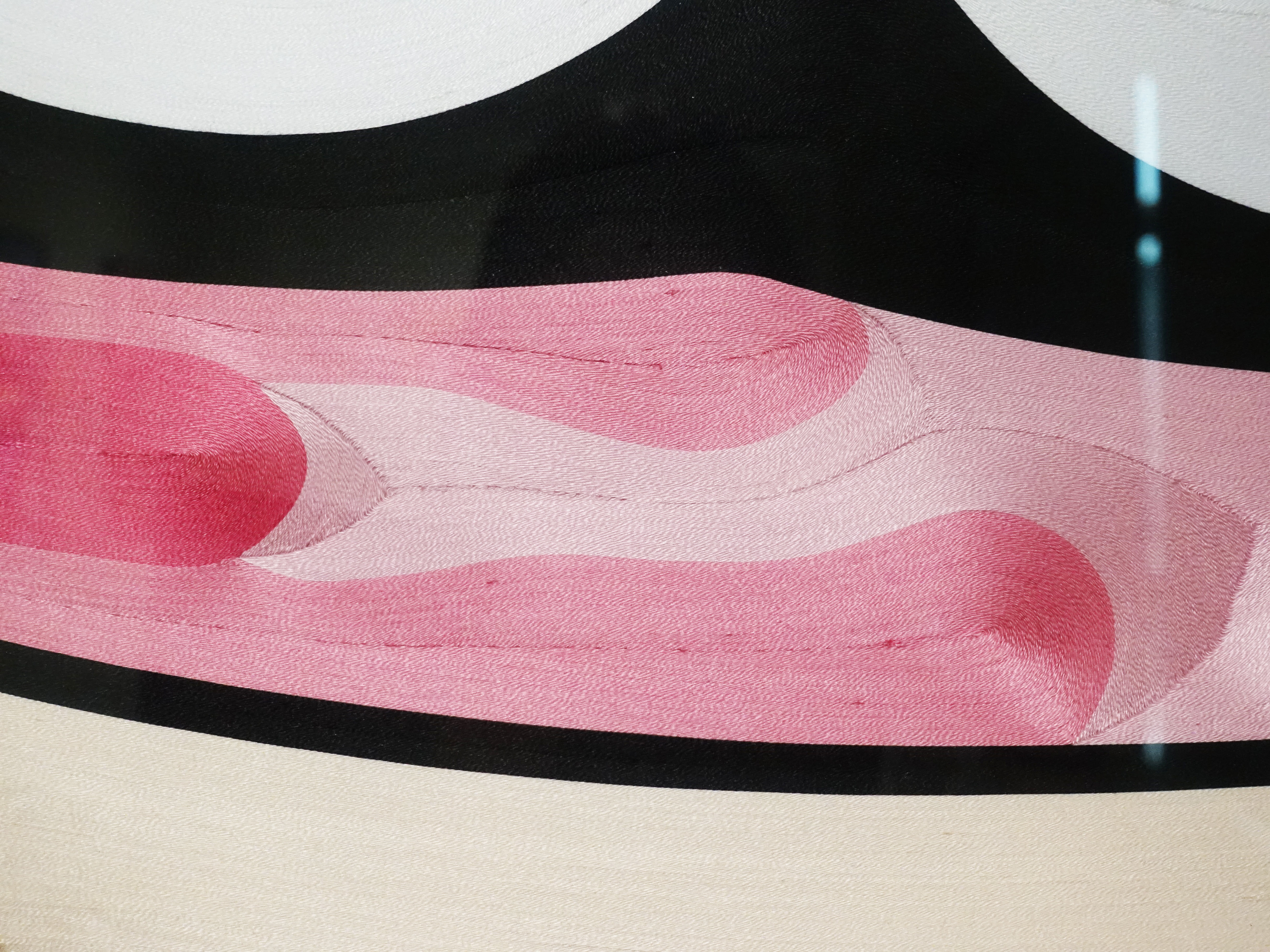 蔡忠和，《粉紅迷彩超人》細節，80 x 100 cm，點線畫，2018。