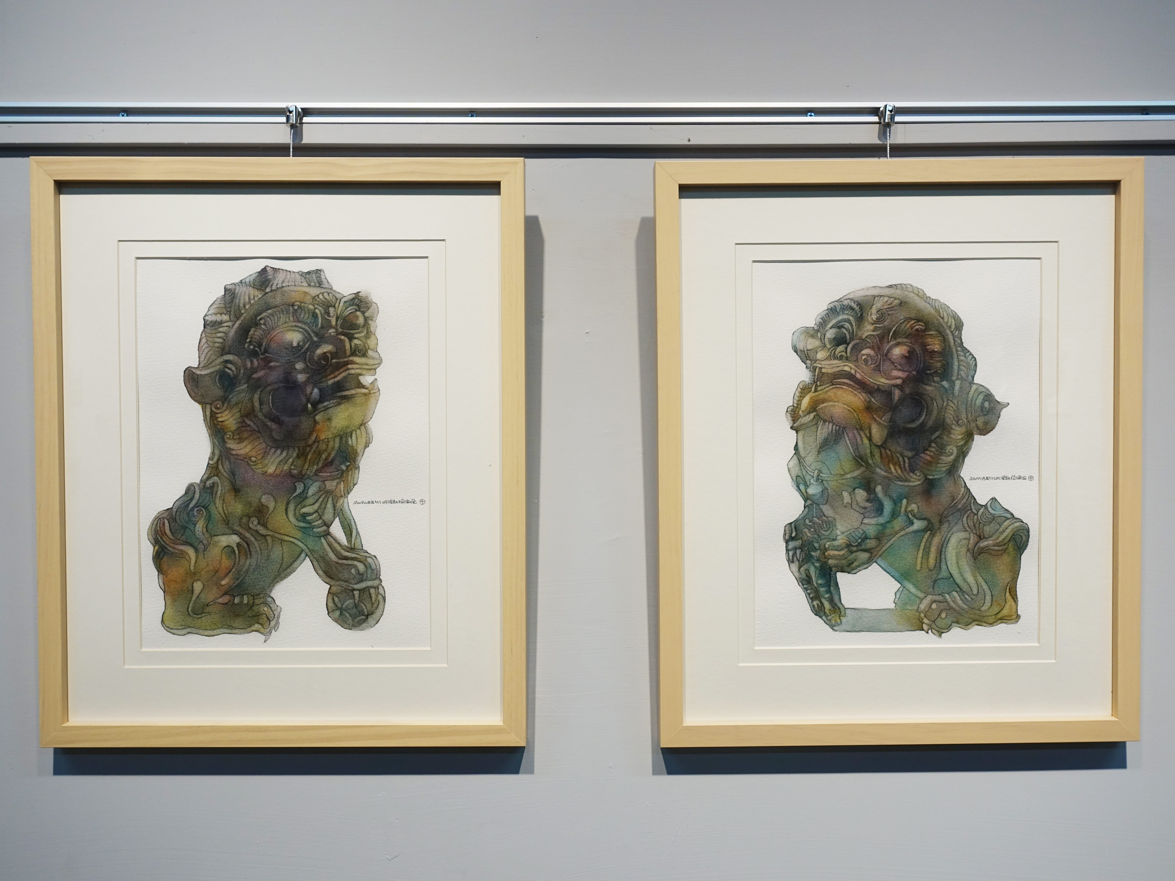 藝術家楊德全於第三屆出彰化城藝術展「古城的苗圃」展出《石獅子系列-新竹城隍廟門前獅》系列。