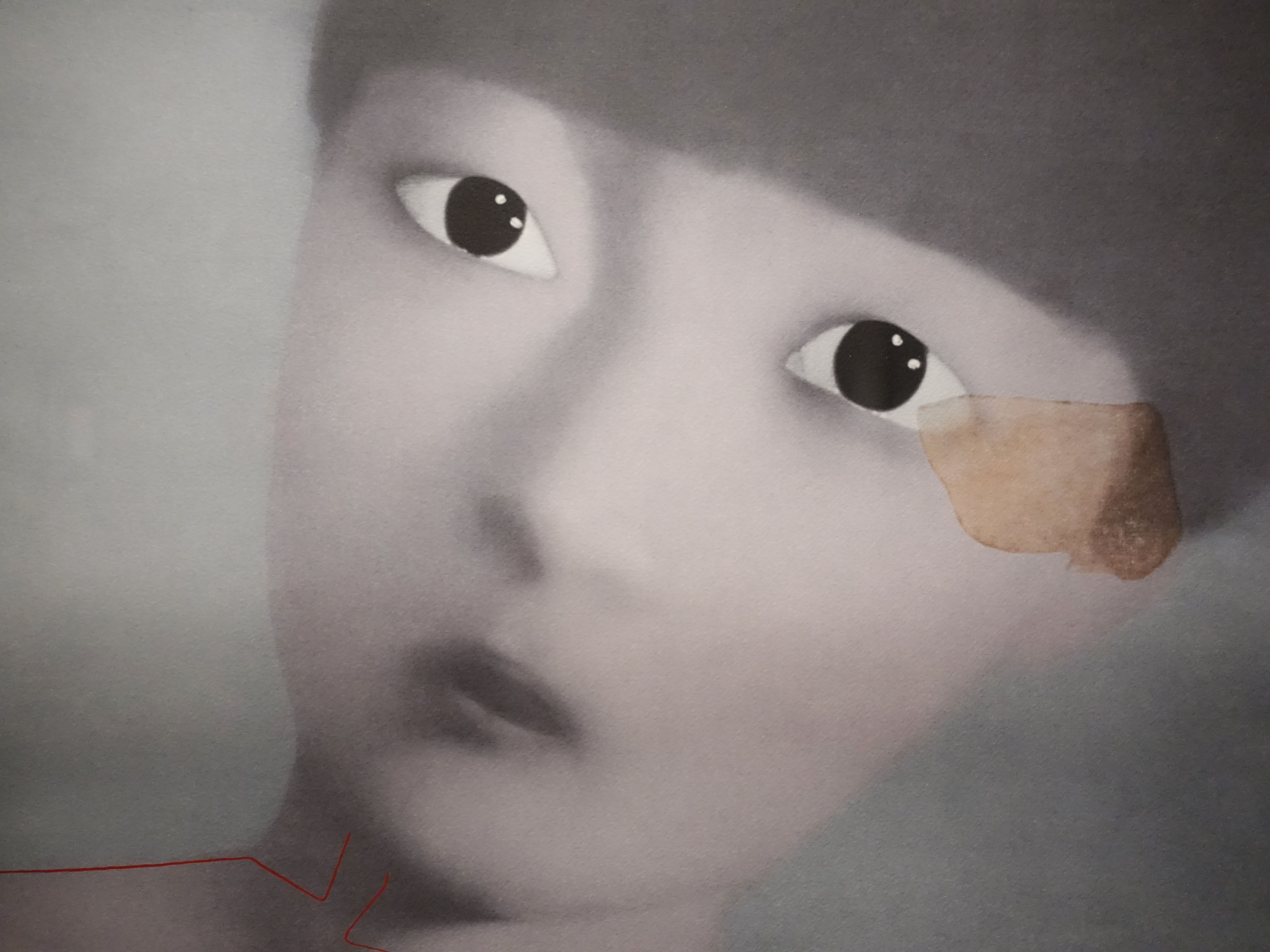 張曉剛，《我的記憶系列No.3》細節，44 x 58 cm ，石版57/89，2004。
