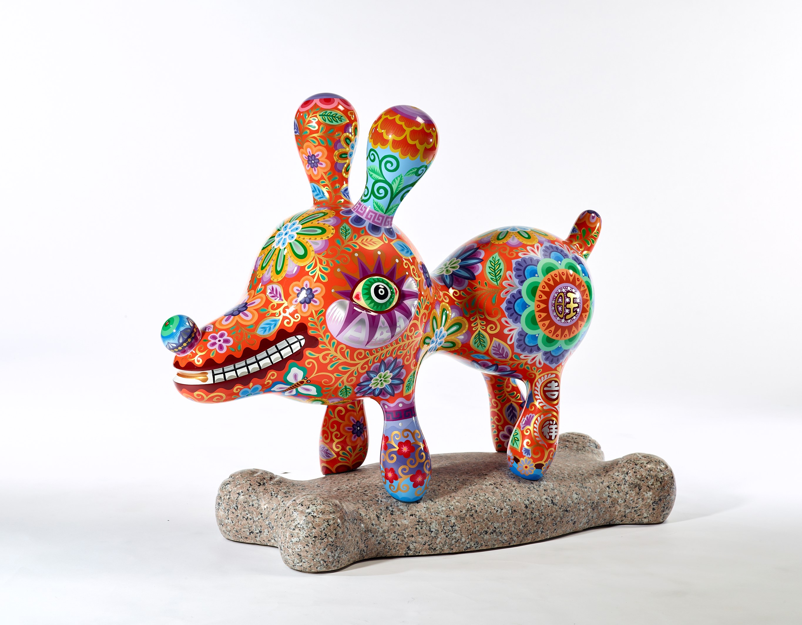 十二生肖之拾壹 骨頭狗 2018 鋼板彩繪、花崗岩 98x40x80cm