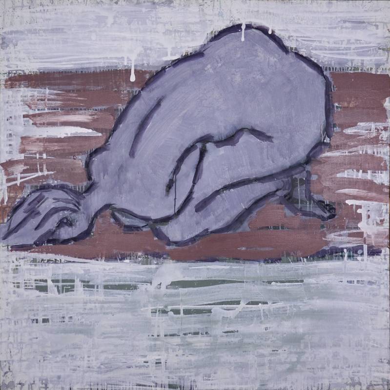  毛旭輝，《致敬肖斯塔科維奇》，壓克力彩、畫布，142×142cm，2019。