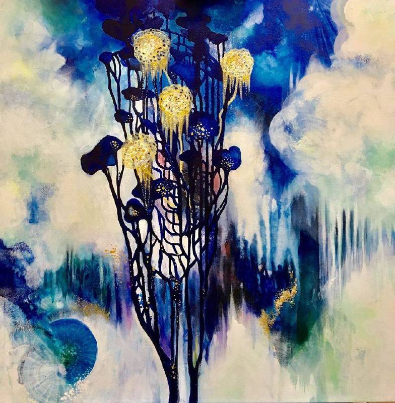 Sherry Chen 陳嘉慧 Untitled 無題  Acrylic and enamel on canvas, 壓克力 琺瑯 畫布 91cm x 91cm 2019