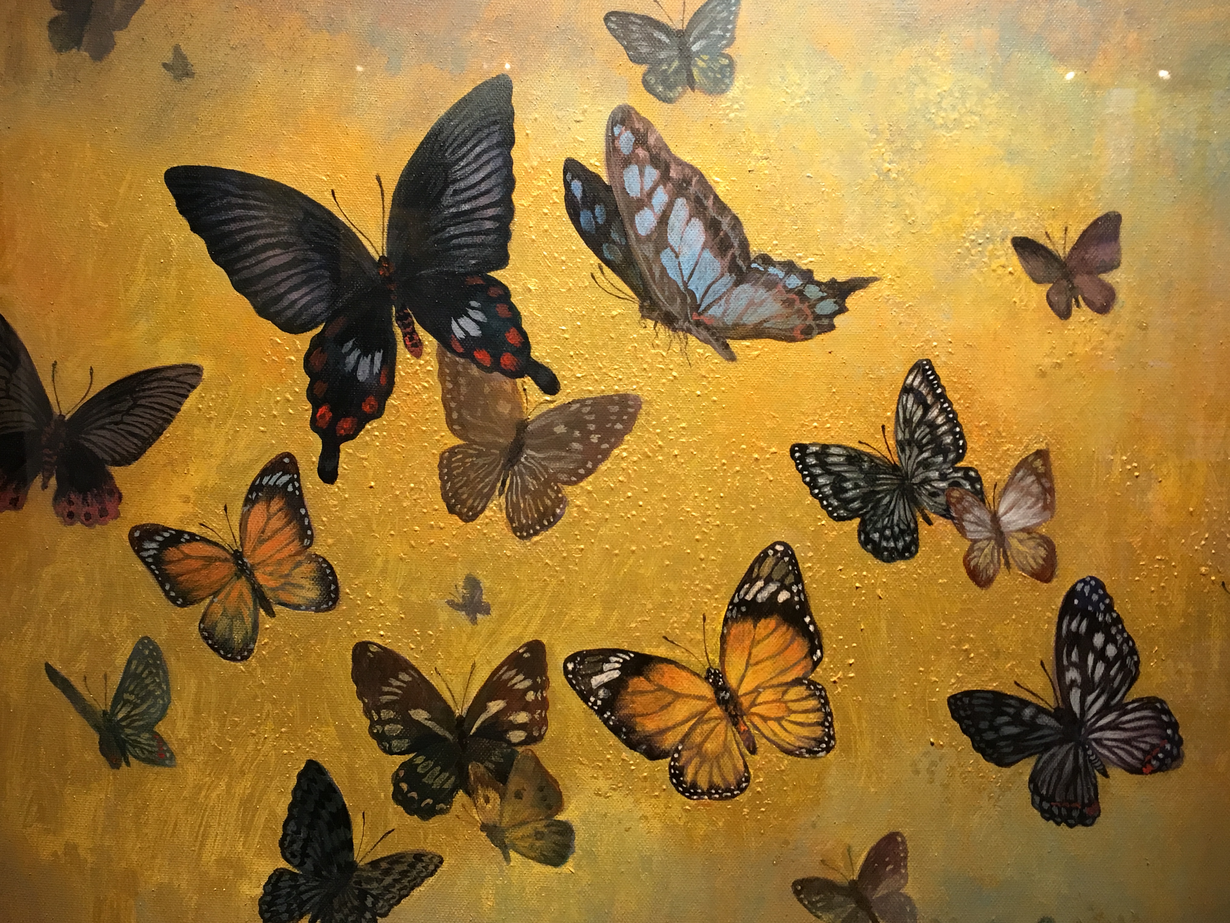 劉子平，《蝴蝶谷》細節，41 x 53 cm，油彩、壓克力、綜合媒材、畫布，2019。