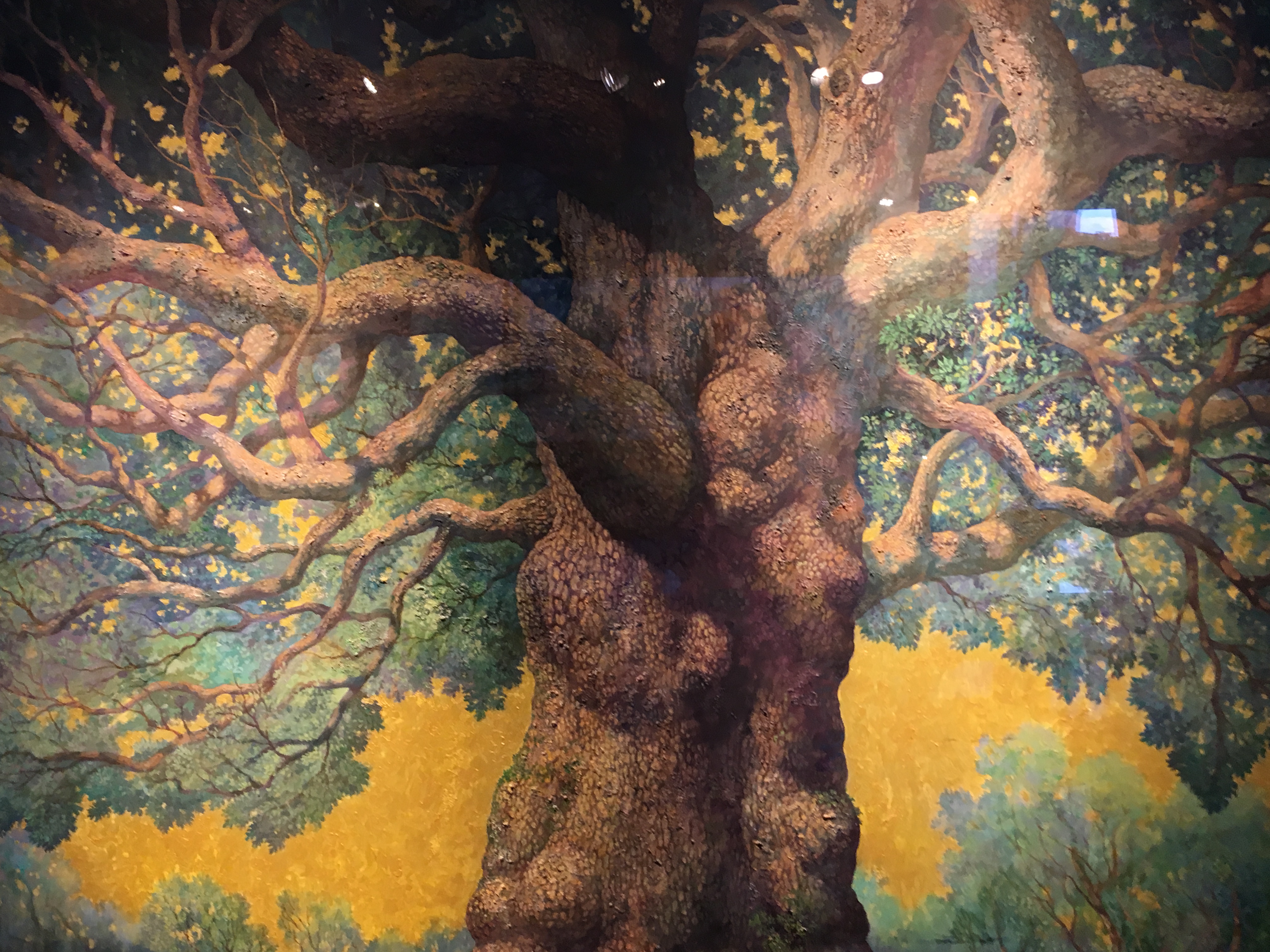 劉子平，《老樟樹》細節，130 x 162 cm，油彩、壓克力、綜合媒材、畫布，2019。